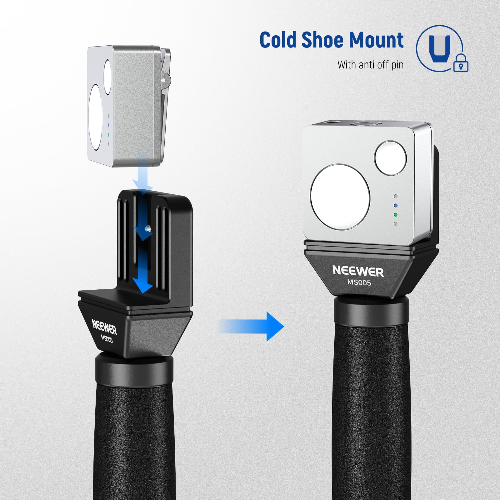 NEEWER 13"/33cm Telescopic Lavalier Microphone Handheld with Anti Off Cold Shoe Foam Windscreen Interview Mic Handle Compatible with Rode Wireless Go II DJI Mic CM31, MS005 MS005(33cm) - Image 2