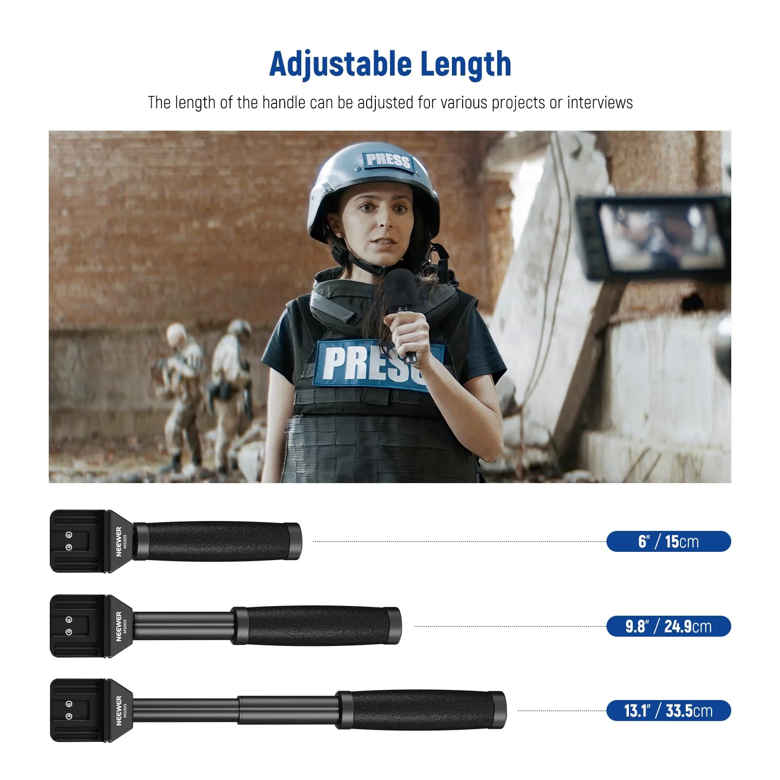 NEEWER 13"/33cm Telescopic Lavalier Microphone Handheld with Anti Off Cold Shoe Foam Windscreen Interview Mic Handle Compatible with Rode Wireless Go II DJI Mic CM31, MS005 MS005(33cm) - Image 3
