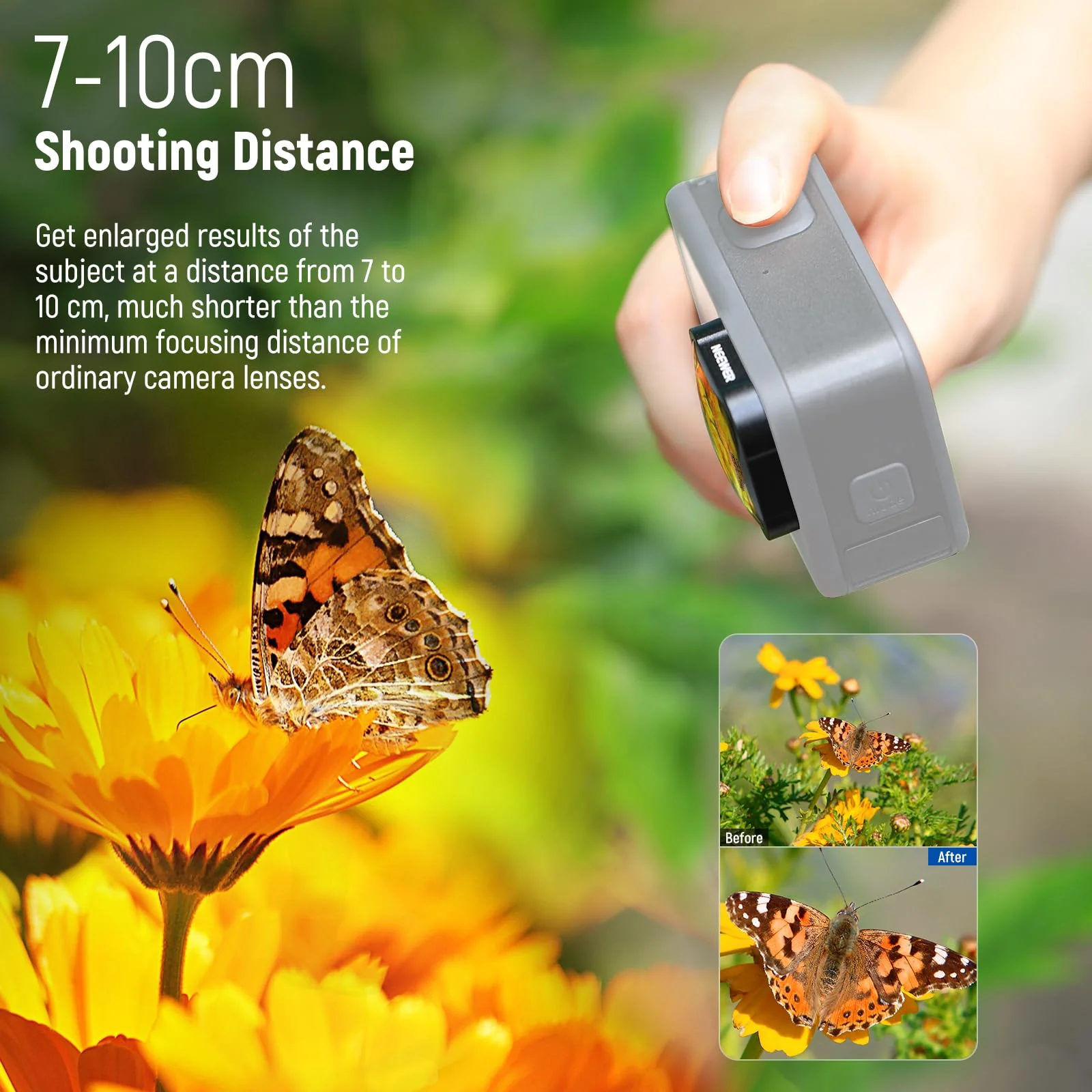 NEEWER 15X Magnification Lens 7-10cm Focal Distance for Macro Photography Close Up, Compatible with GoPro Hero 13 12 11 10 9 Action Camera, Not Waterproof, LS-31 15X Macro Lens - Image 2