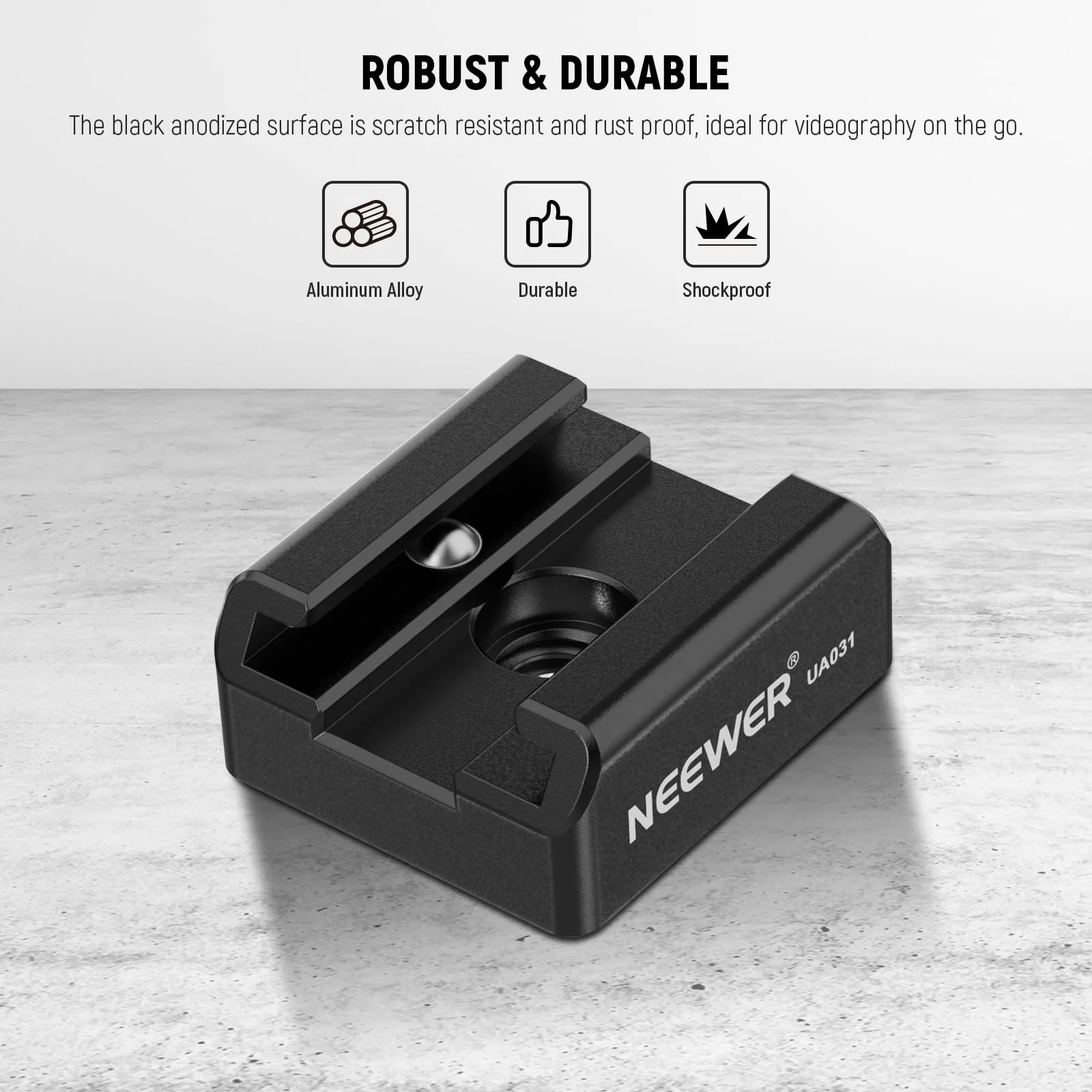 NEEWER 2 Pack Cold Shoe Mount Adapter with 1/4" Screws for Flash LED Light Monitor Microphone, Aluminum Shoe Mount with Anti Twist Pins Non Slip Pads Compatible with SmallRig Cage Top Handles, UA031 - Image 5