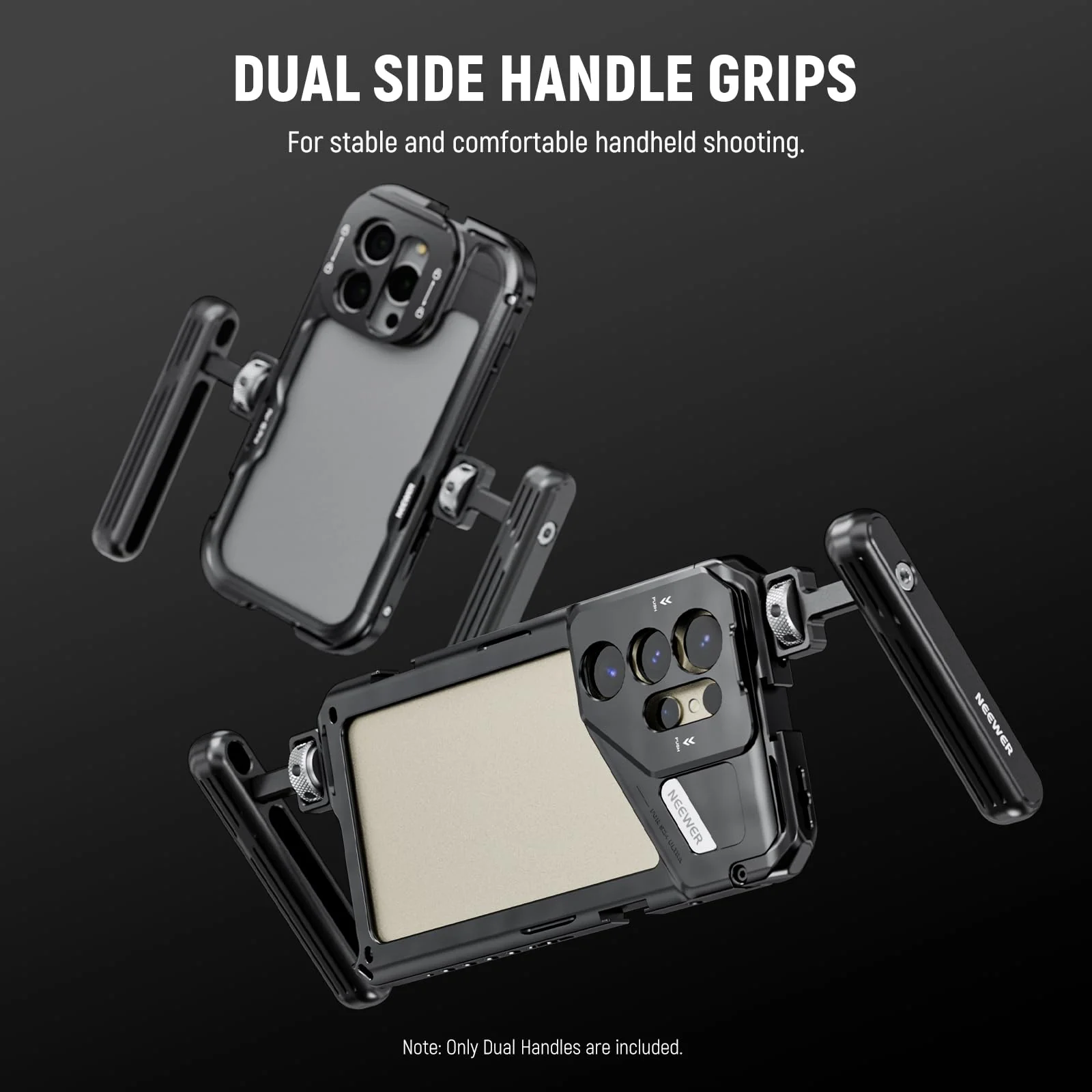 NEEWER 2 Pack Rotatable Side Handle/Top Handle Only for iPhone 15 Pro Max Samsung S24 S23 NEEWER Phone Cages, 1/4" Screw & Anti Twist Pin for Phone Stabilizer Video Rig Video Recording Filming, PA027 - Image 4