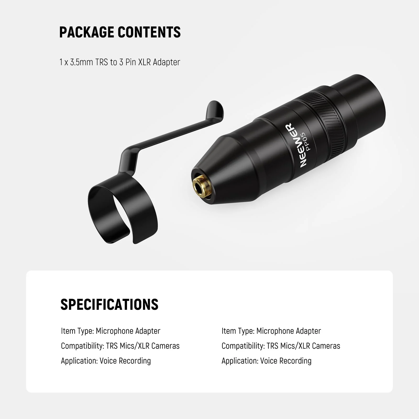 NEEWER 3-Pin XLR Male to 3.5mm Female TRS Transforming Adapter, Audio Converter for Camera, Camcorder, Video Recorder, Audio Mixer, Speake, Sound Drive, PP05 - Image 8