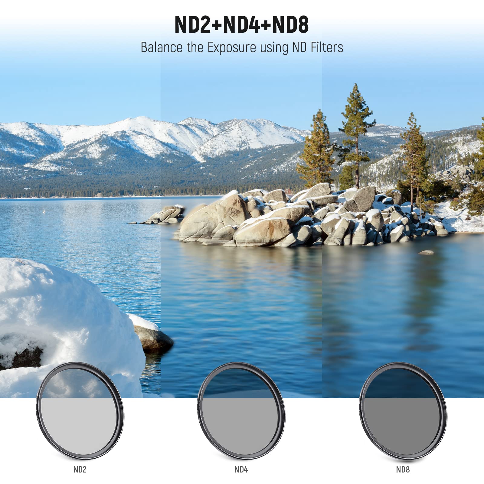 Neewer 49mm ND Lens Filter Kit: UV, CPL(Circular Polarising), FLD, ND2, ND4, ND8, Lens Hood and Lens Cap Compatible with Canon Nikon Sony Panasonic DSLR Cameras UV+CPL+FLD+ND2+ ND4+ND8 - Image 2