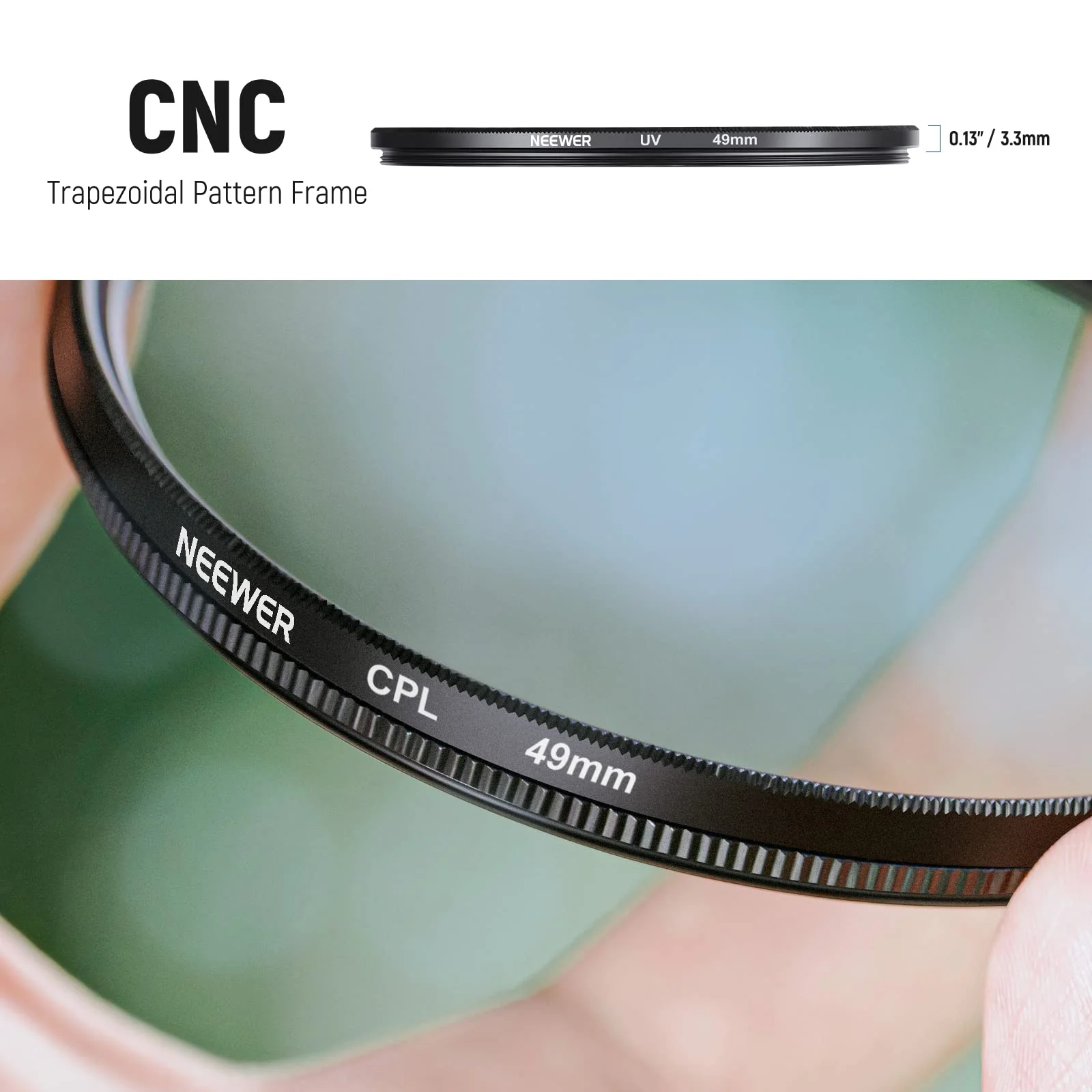 Neewer 49mm ND Lens Filter Kit: UV, CPL(Circular Polarising), FLD, ND2, ND4, ND8, Lens Hood and Lens Cap Compatible with Canon Nikon Sony Panasonic DSLR Cameras UV+CPL+FLD+ND2+ ND4+ND8 - Image 5