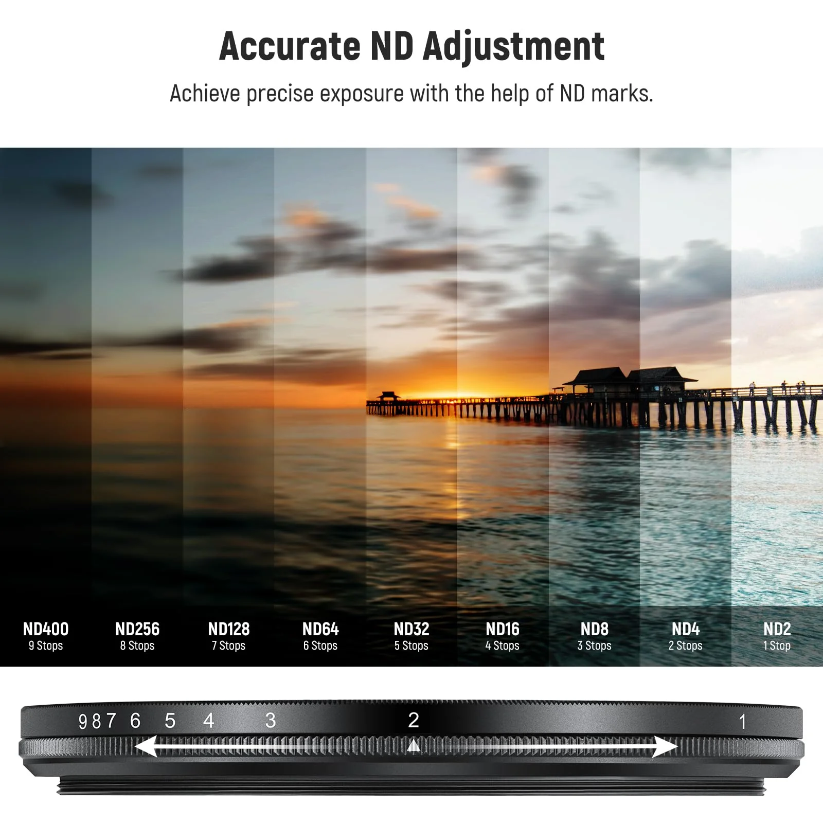 NEEWER 49mm ND2-400 (1-9 Stops) Variable ND Filter with Lens Cap, Lanyard, Cleaning Cloth, Precise Neutral Density Adjustment, Fingerprint & Scratch Resistant Multicoated Optical Glass - Image 3