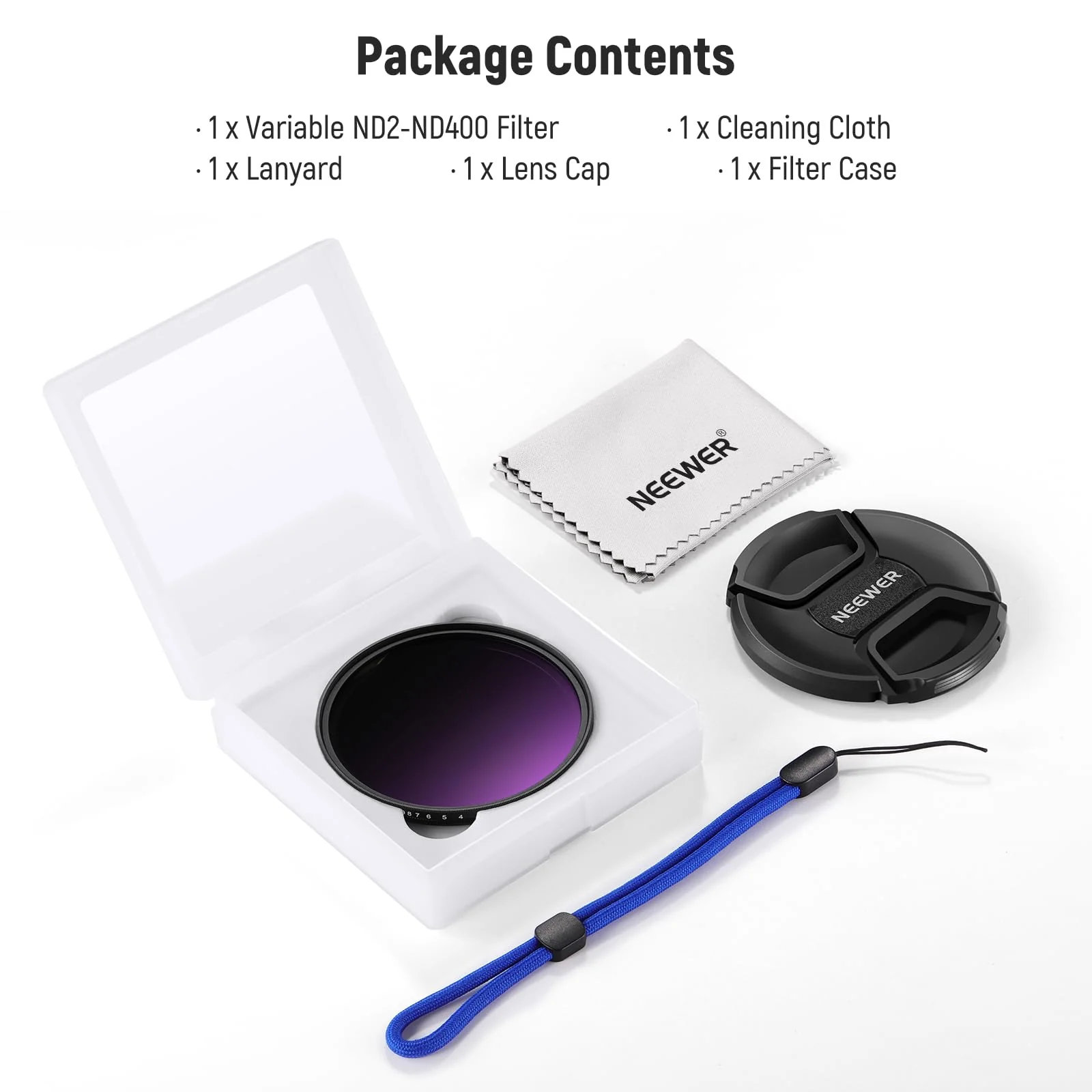 NEEWER 49mm ND2-400 (1-9 Stops) Variable ND Filter with Lens Cap, Lanyard, Cleaning Cloth, Precise Neutral Density Adjustment, Fingerprint & Scratch Resistant Multicoated Optical Glass - Image 8