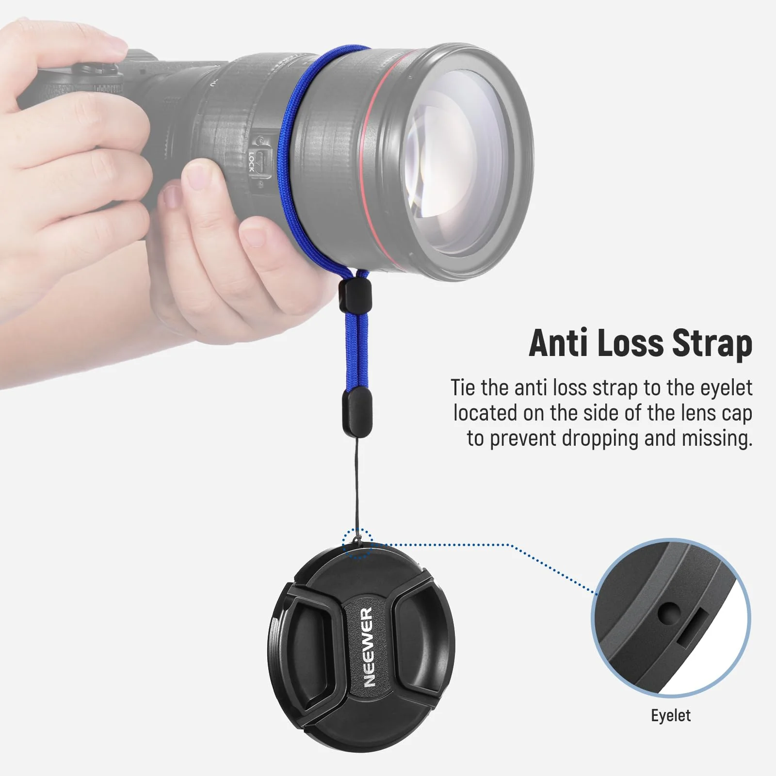 Neewer 67mm Lens Cap Kit (2 Pack), Lens Cover with Anti Loss Strap and Cleaning Cloth, Compatible with Canon Nikon Sony Fujifilm Panasonic Camera Lens of 67mm Diameter - Image 4