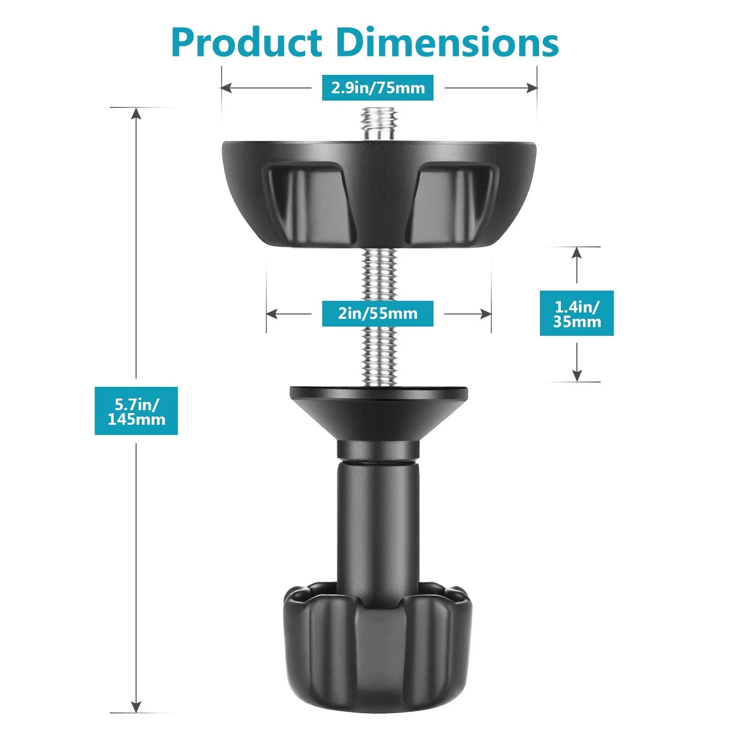 Neewer 75mm Bowl Adapter, Metal Half Ball Flat to Bowl Adapter Convert with 3/8-inch Screws Mount on Tripod and Fluid Head for Neewer TA60/2500/3500 - Image 3