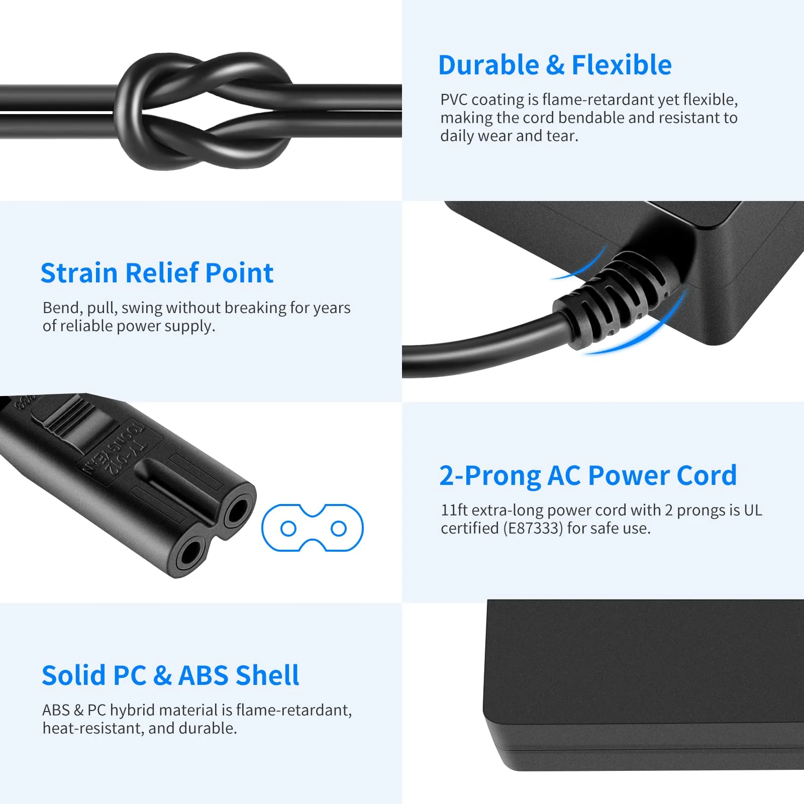 Neewer AC 100-240V to DC 12V 5A 60W Power Supply Adapter with 6.5 feet/2 Meters Power Cable Compatible with 660 960 LED Video Light and Max. 12V 5A 60W Ring Light (US Plug) - Image 3
