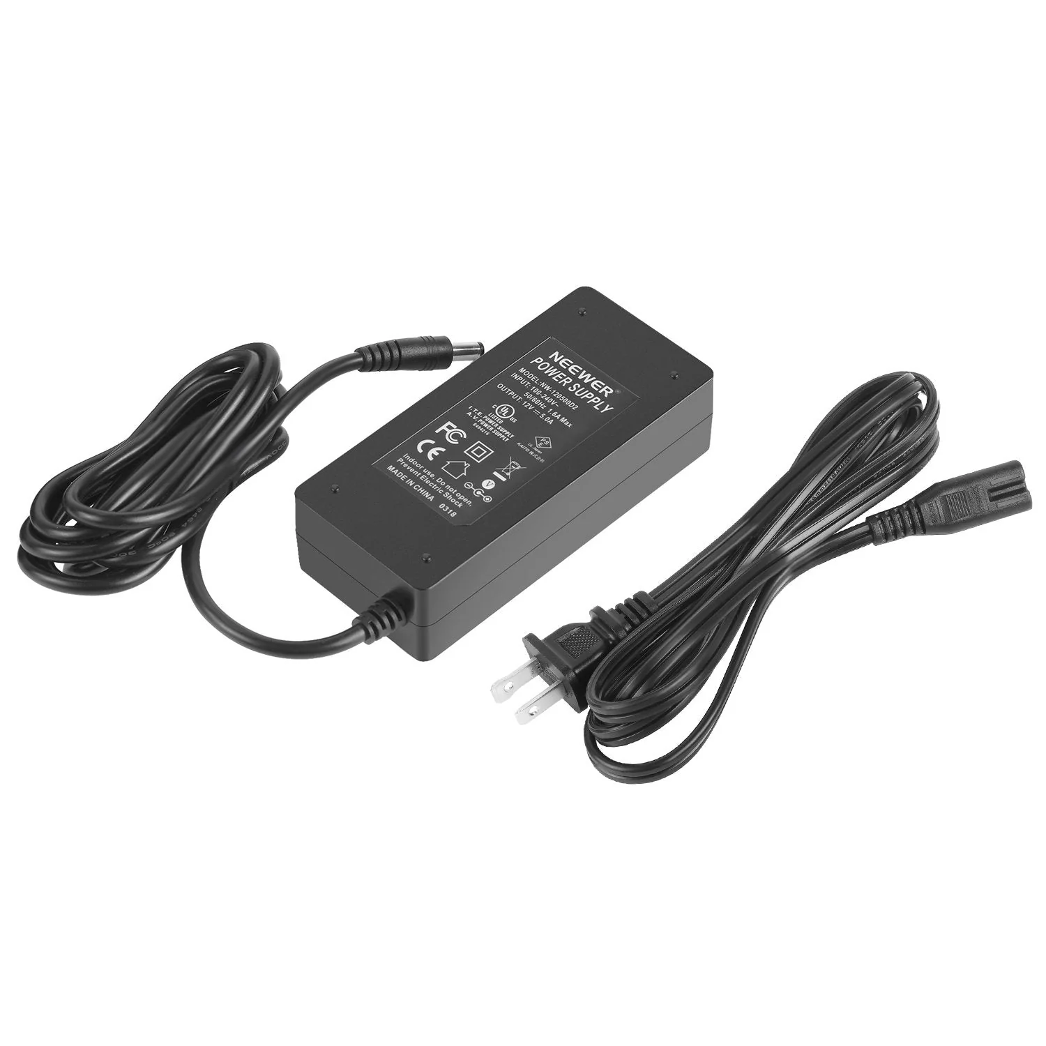 Neewer AC 100-240V to DC 12V 5A 60W Power Supply Adapter with 6.5 feet/2 Meters Power Cable Compatible with 660 960 LED Video Light and Max. 12V 5A 60W Ring Light (US Plug) - Image 4