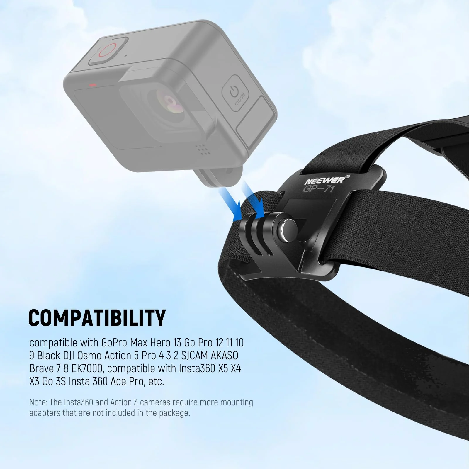 NEEWER Accessory Set Compatible with GoPro Hero Insta360 DJI AKASO Action Camera, Quick Change Head Strap Head Strap Holder, Chest Strap, Backpack Hat Clip Holder & 360° Wrist Strap for GP-75 GP-75 Accessory - Image 6