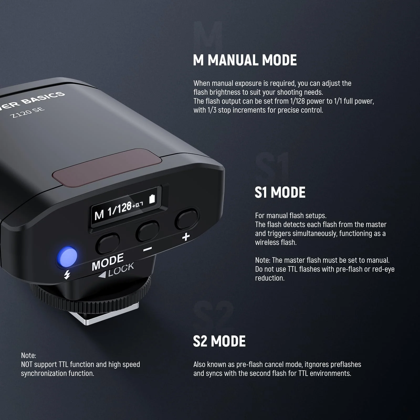 NEEWER Basics 5600K Mini Camera Flash Speedlite GN12, 2000mAh/500 Flashes/0.1-1.8s Recycle, Light Compatible with Canon Fujifilm Sony Nikon Digital Standard Hot Shoe Camera for Studio Photos, Z120 SE - Image 4