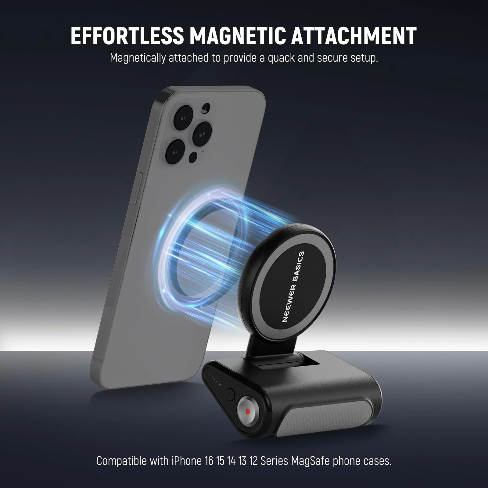 NEEWER Basics Magnetic Phone Camera Grip Handle with Shutter Remote Compatible with MagSafe iPhone ONLY, 18W Magnetic Charging, 5000mAh Rechargeable for Vlog Selfie Tripod Video Recording, WS-25001 - Image 3