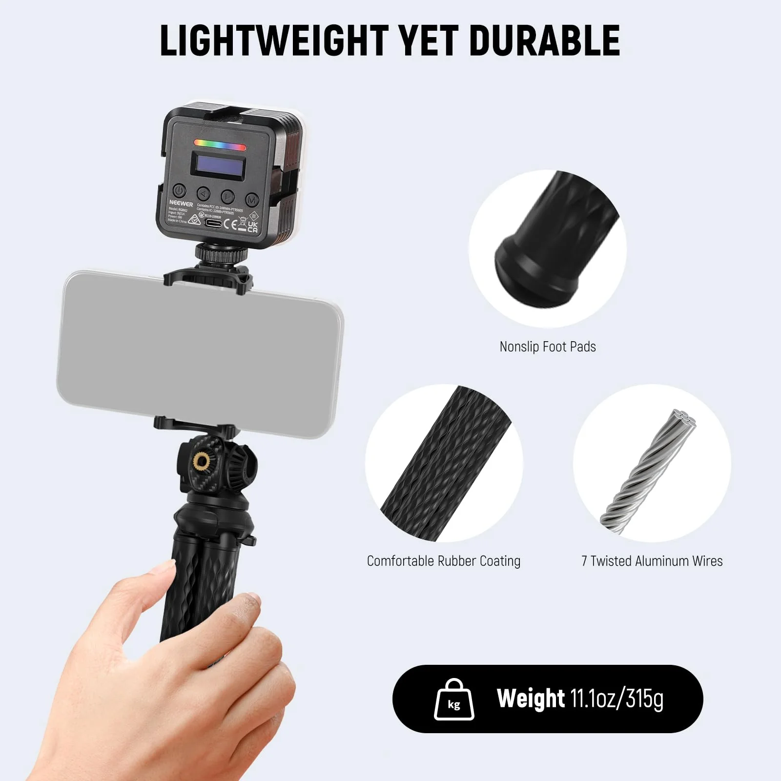 NEEWER Flexible Tripod with Remote, Mini Camera Phone Tripod Stand with Hidden Phone Holder&Action Camera Adapter Compatible with iPhone GoPro Hero13 12 11 10 DJI Insta360 Samsung for Vlogging, TP34 - Image 6