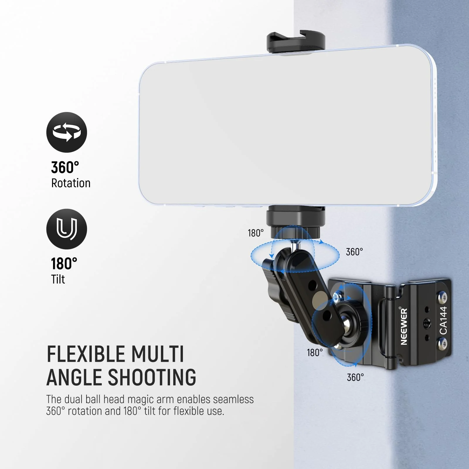 NEEWER Magnetic Fence Mount Compatible with Mevo Start Pocket Radar GoPro Insta360 DJI, Dual Mounting Kit Compatible with Gamechanger App for Baseball Live Streaming, Metal Camera Post Mount, CA144 - Image 7