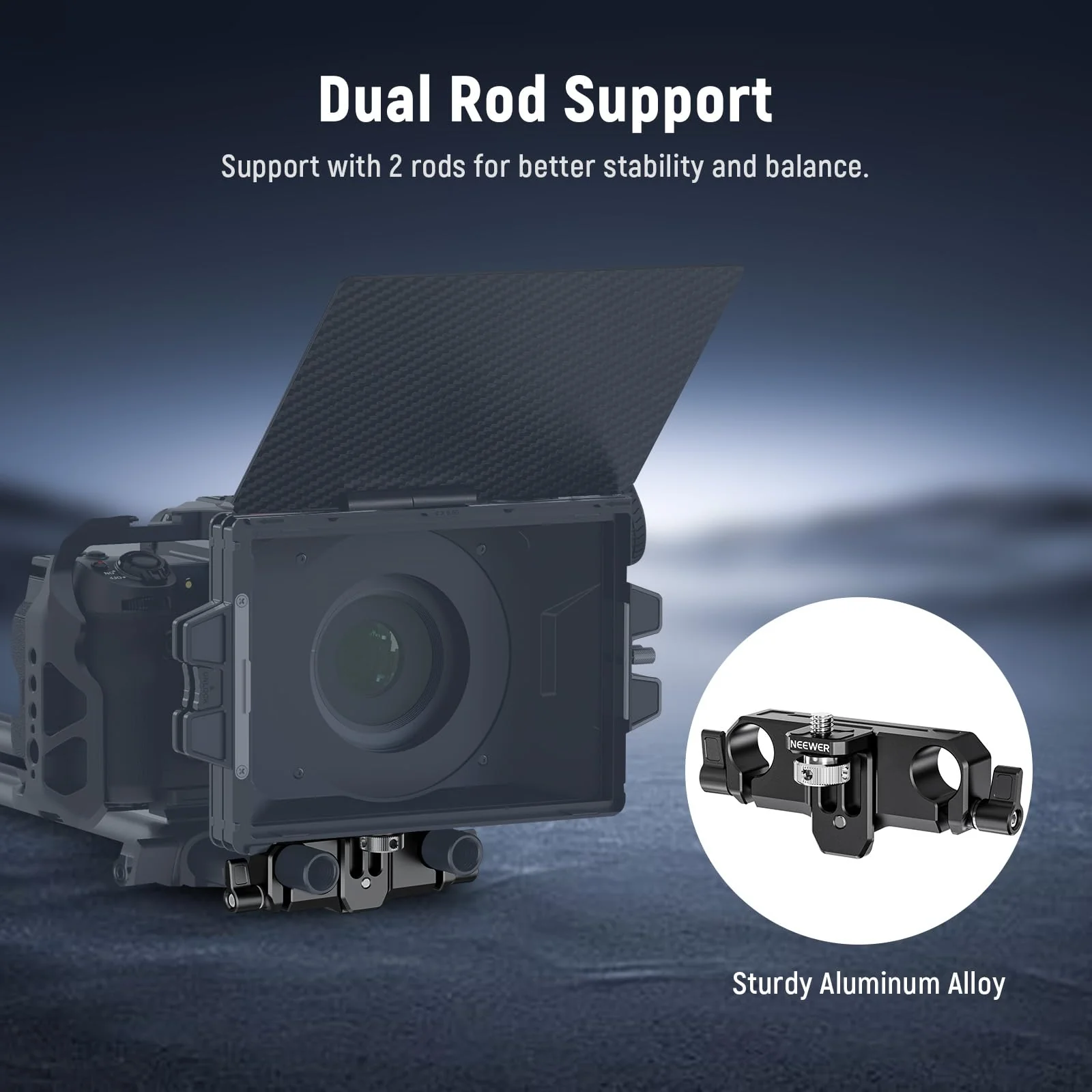 NEEWER Matte Box Support, LWS 15mm Dual Rod Clamps with 1/4" Screw & 0.9"/22mm Vertical Adjustment, Compatible with SmallRig NEEWER Mini Matte Boxes, PG013 - Image 4