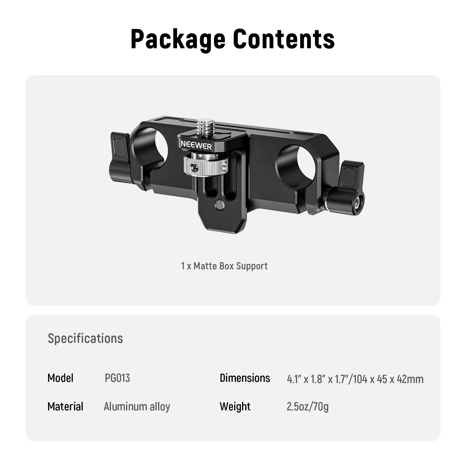 NEEWER Matte Box Support, LWS 15mm Dual Rod Clamps with 1/4" Screw & 0.9"/22mm Vertical Adjustment, Compatible with SmallRig NEEWER Mini Matte Boxes, PG013 - Image 7
