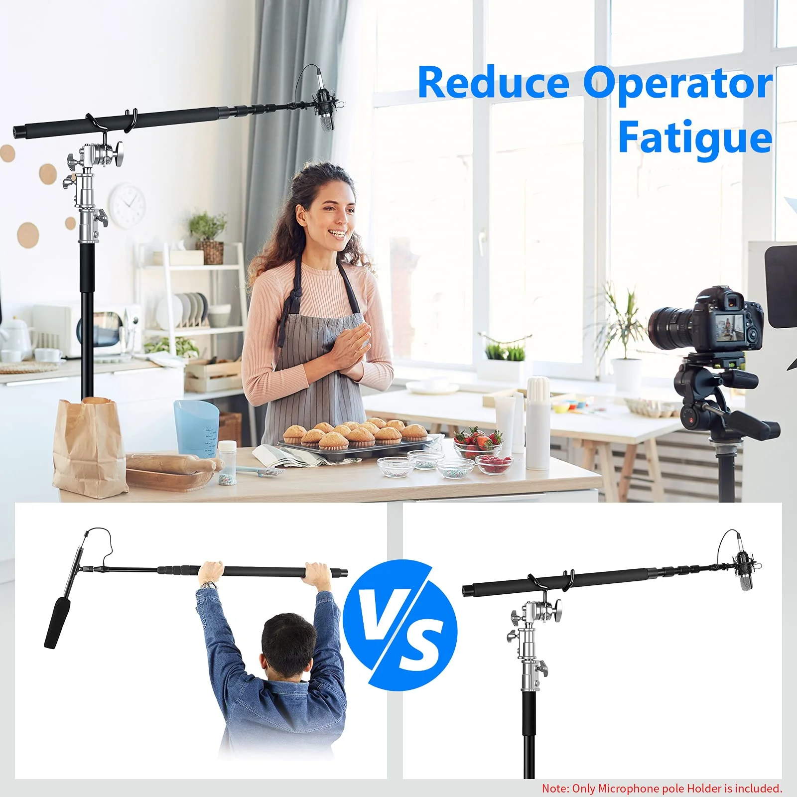 NEEWER Metal Microphone Boom Support Holder for C-Stands and Mic Stands, Black CM-NA-1(Black) - Image 5