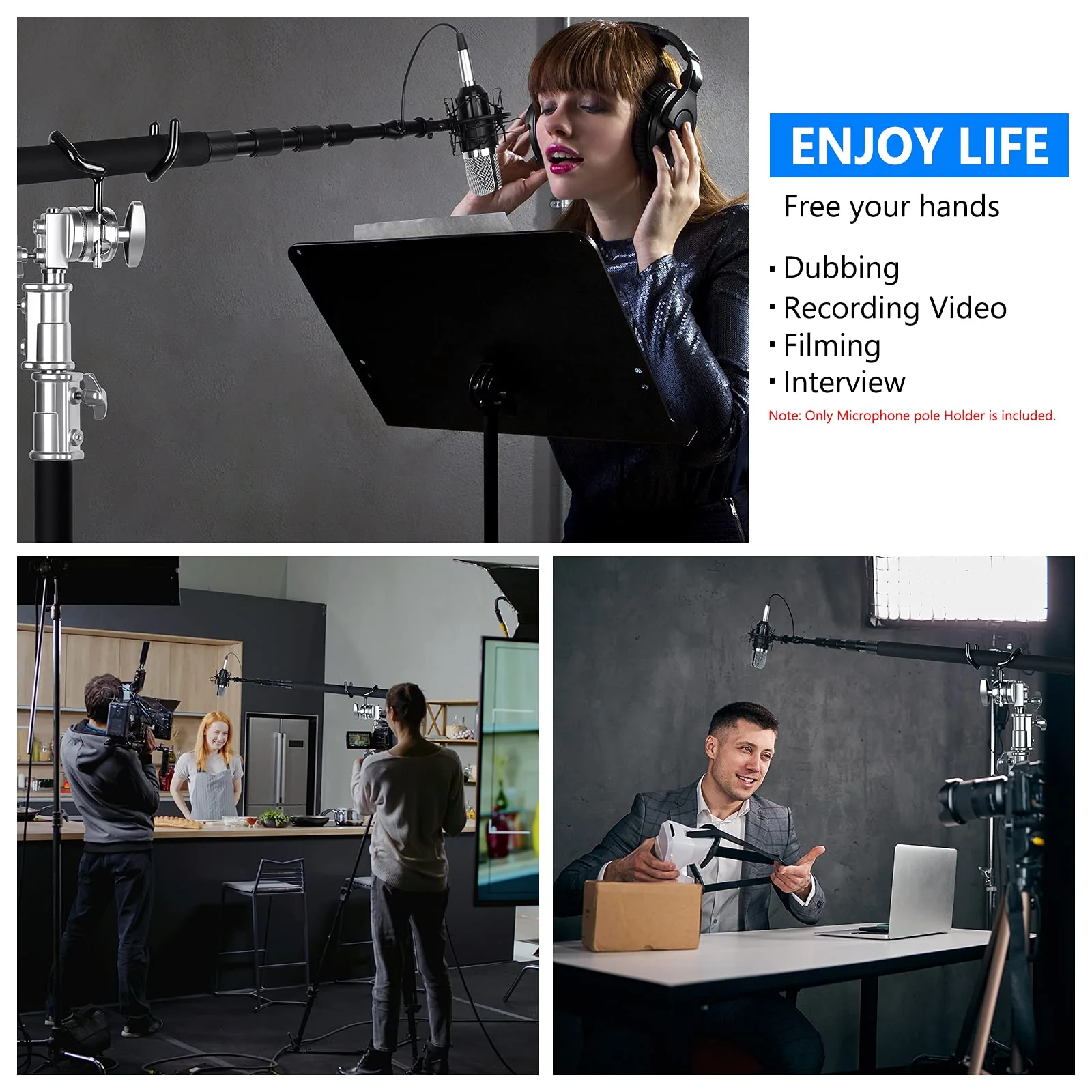 NEEWER Metal Microphone Boom Support Holder for C-Stands and Mic Stands, Black CM-NA-1(Black) - Image 6