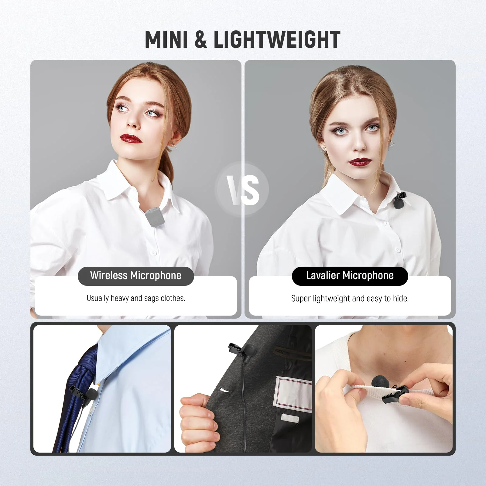 NEEWER Mini Lavalier Microphone (2 Pack), 6.6ft/2m Clip On Wired Condenser Lapel Mic with 3.5mm TRS Plug, Compatible with DJI Mic 2, Rode Wireless Go II, NEEWER CM28 CM31 Camera, LM5 - Image 6