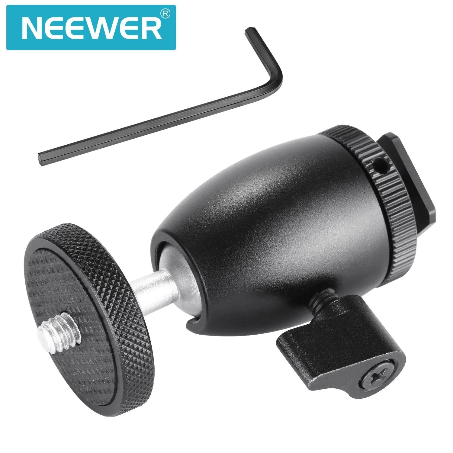 Neewer Mini Tripod Ball Head Mount, 1/4 inch Screw with Phone holder, Lock and Hot Shoe Mount Adapter Compatible with Compact DSLR Camera, LED Light,Ring Light,Load Up to 4.4 pounds/2 kilograms - Image 2