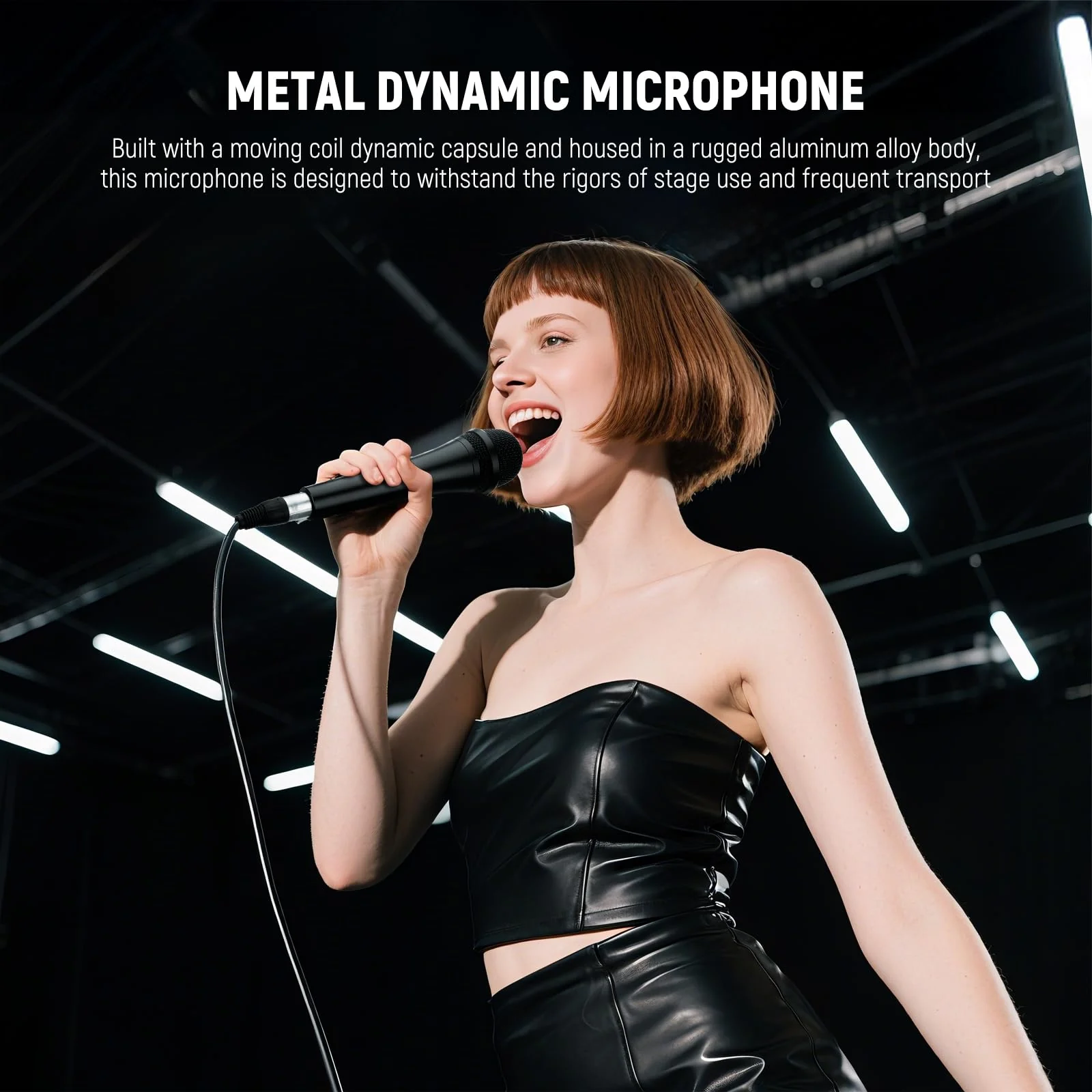 NEEWER NW-040 Cardioid Dynamic Microphone with XLR Cable, Rigid Metal Housing, Unidirectional Pickup Mic for Musical Instruments Voice Public Speech Podcast Singing PC Gaming Streaming Studio, Black - Image 2
