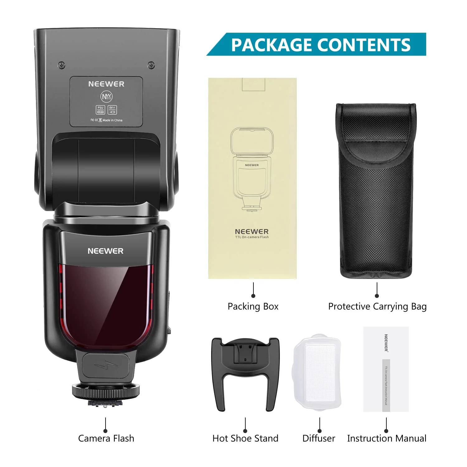 Neewer NW-670 TTL Flash Speedlite with LCD Display for Canon 7D Mark II, 5D Mark II III, IV,1300D, 1200D, 1100D, 750D, 700D, 650D, 600D, 550D, 500D, 100D, 80D, 70D, 60D and Other Canon DSLR Cameras - Image 9