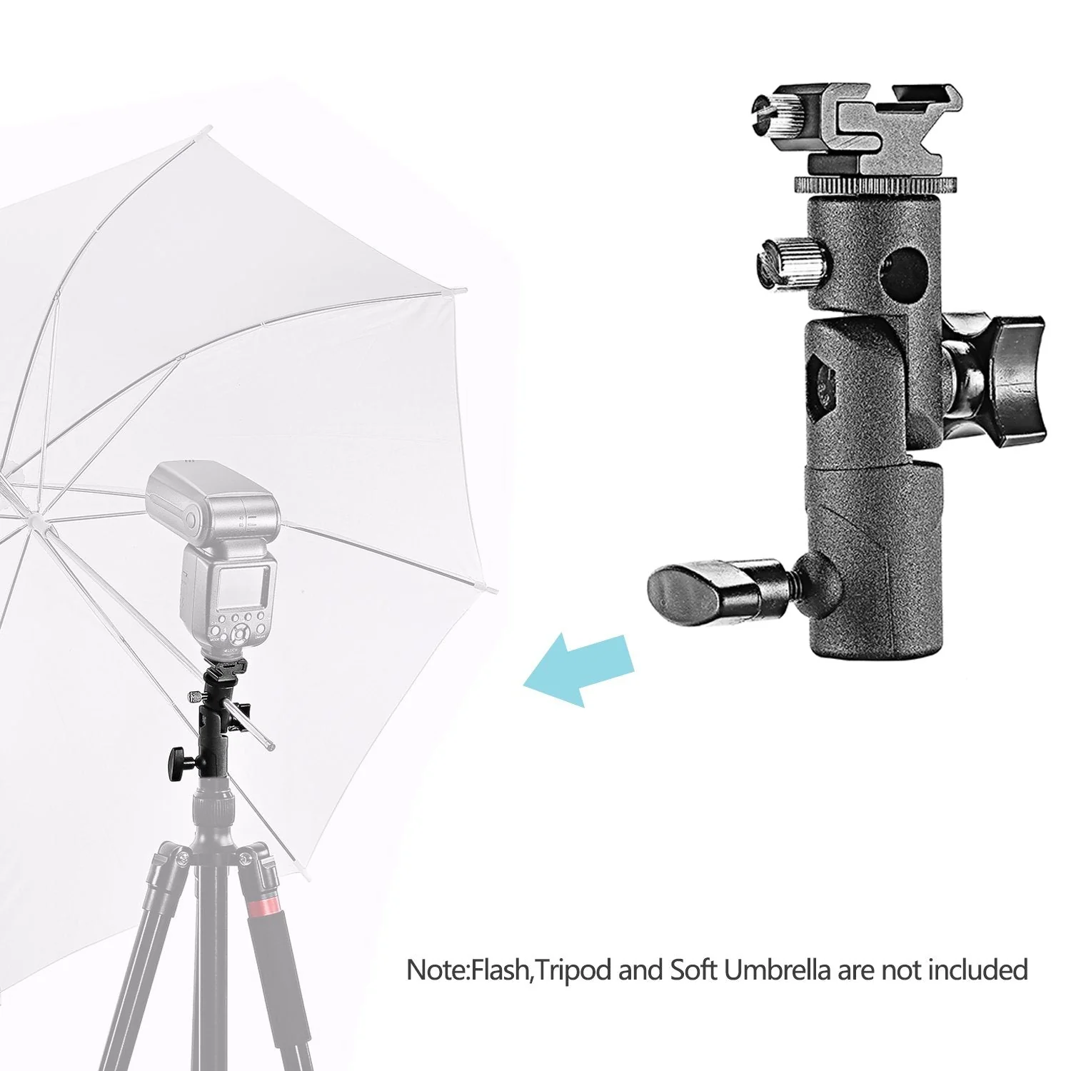 Neewer Professional Universal E Type Camera Flash Speedlite Mount Swivel Light Stand Bracket with Umbrella Holder for Canon Nikon Pentax Olympus and Other Flashes, Studio Light, LED Light(2 Pack) - Image 3