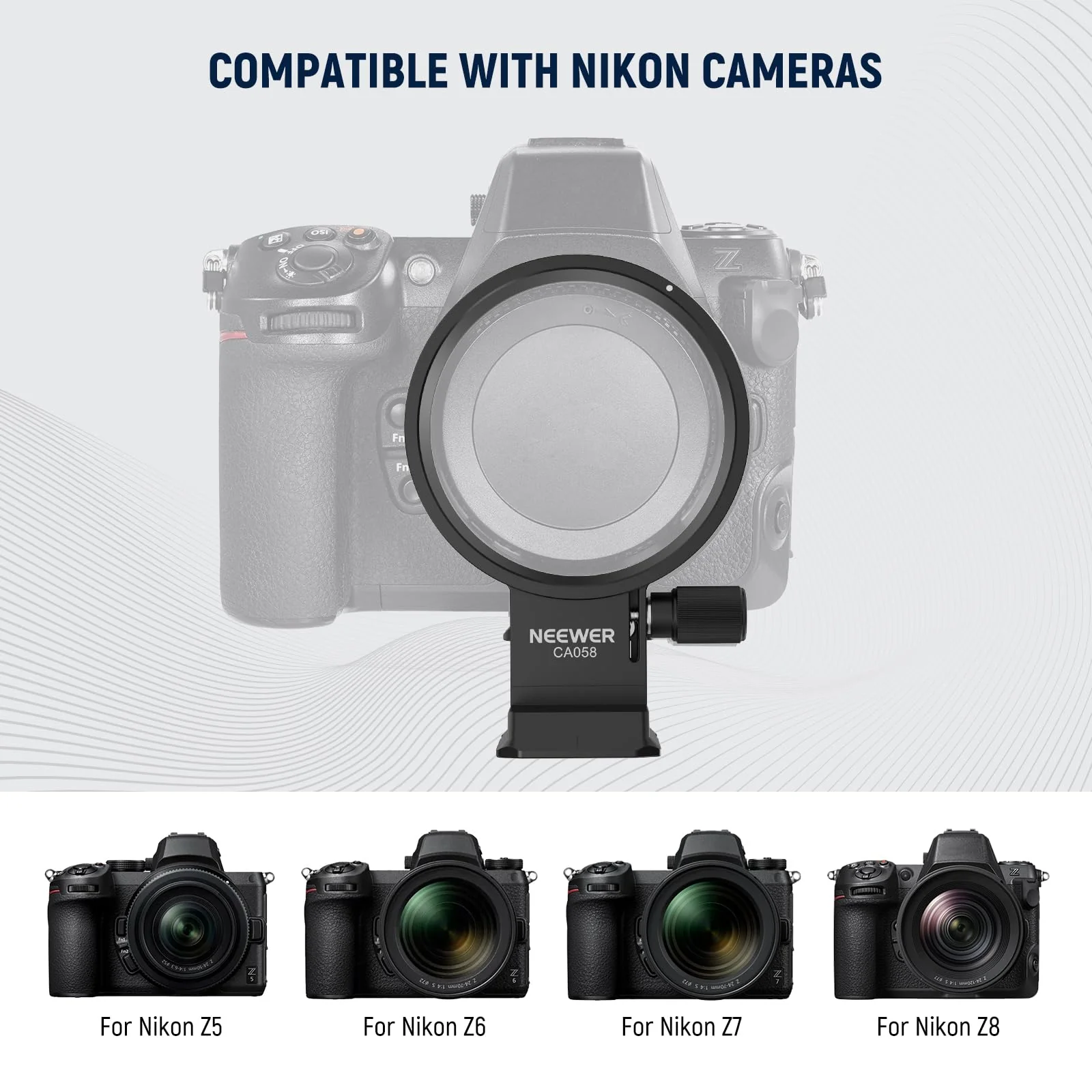 NEEWER Rotatable Collar Mount Plate for Nikon Z8 Z7 II Z6 II Z5 FTZ II Adapter, Fast Horizontal to Vertical Camera Tripod Lens Mount Ring Compatible with DJI RS 3/2 & Arca Quick Release System, CA058 - Image 2