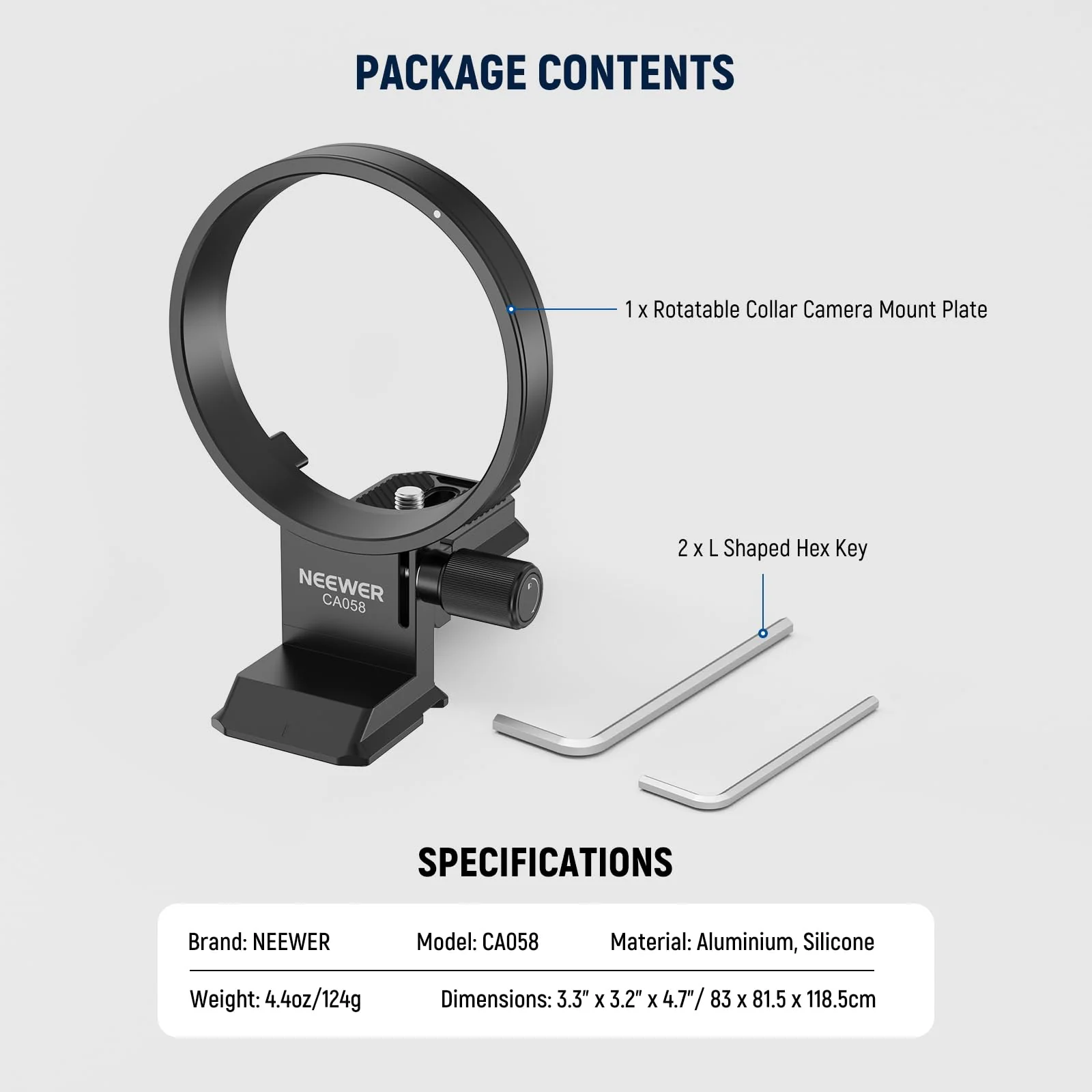 NEEWER Rotatable Collar Mount Plate for Nikon Z8 Z7 II Z6 II Z5 FTZ II Adapter, Fast Horizontal to Vertical Camera Tripod Lens Mount Ring Compatible with DJI RS 3/2 & Arca Quick Release System, CA058 - Image 8