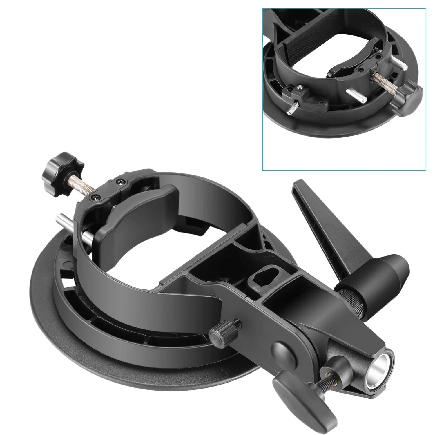 NEEWER S Type Bracket Holder with Bowens Mount for Square Head Flash Speedlite Compatible with Godox AD200Pro NEEWER Z760 NW760 NW700 TT560 Q3, Large Handle, Umbrella Mount, ST-FS - Image 6