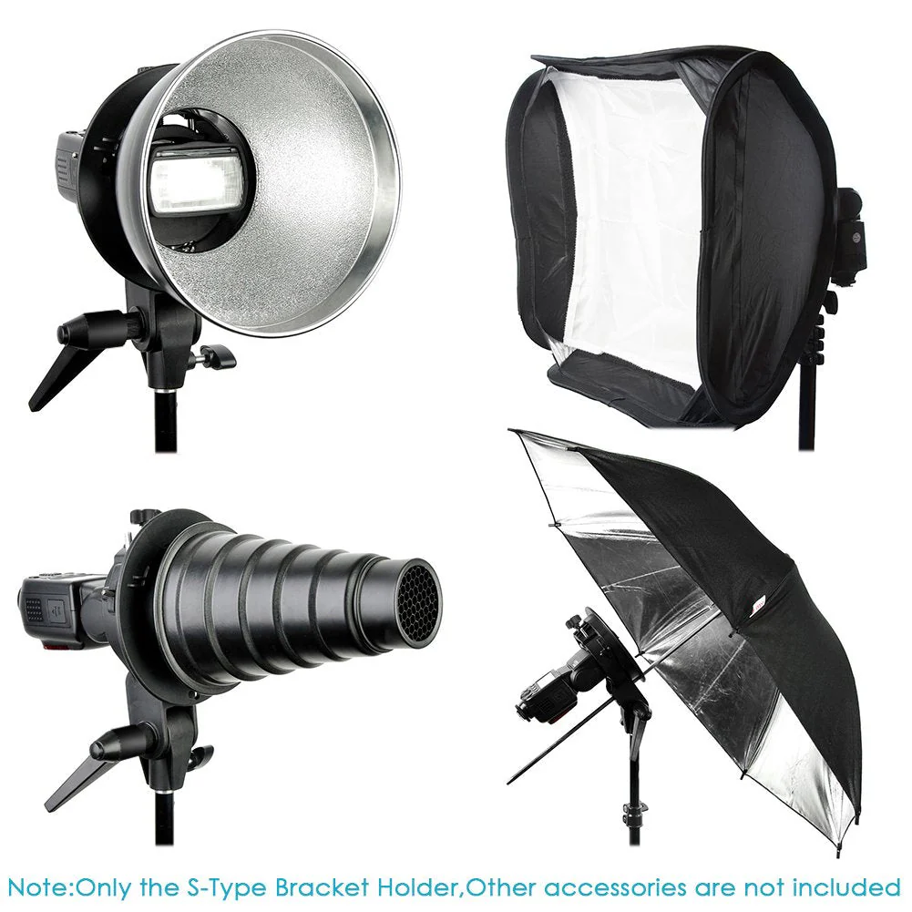 NEEWER S Type Bracket Holder with Bowens Mount for Square Head Flash Speedlite Compatible with Godox AD200Pro NEEWER Z760 NW760 NW700 TT560 Q3, Large Handle, Umbrella Mount, ST-FS - Image 8