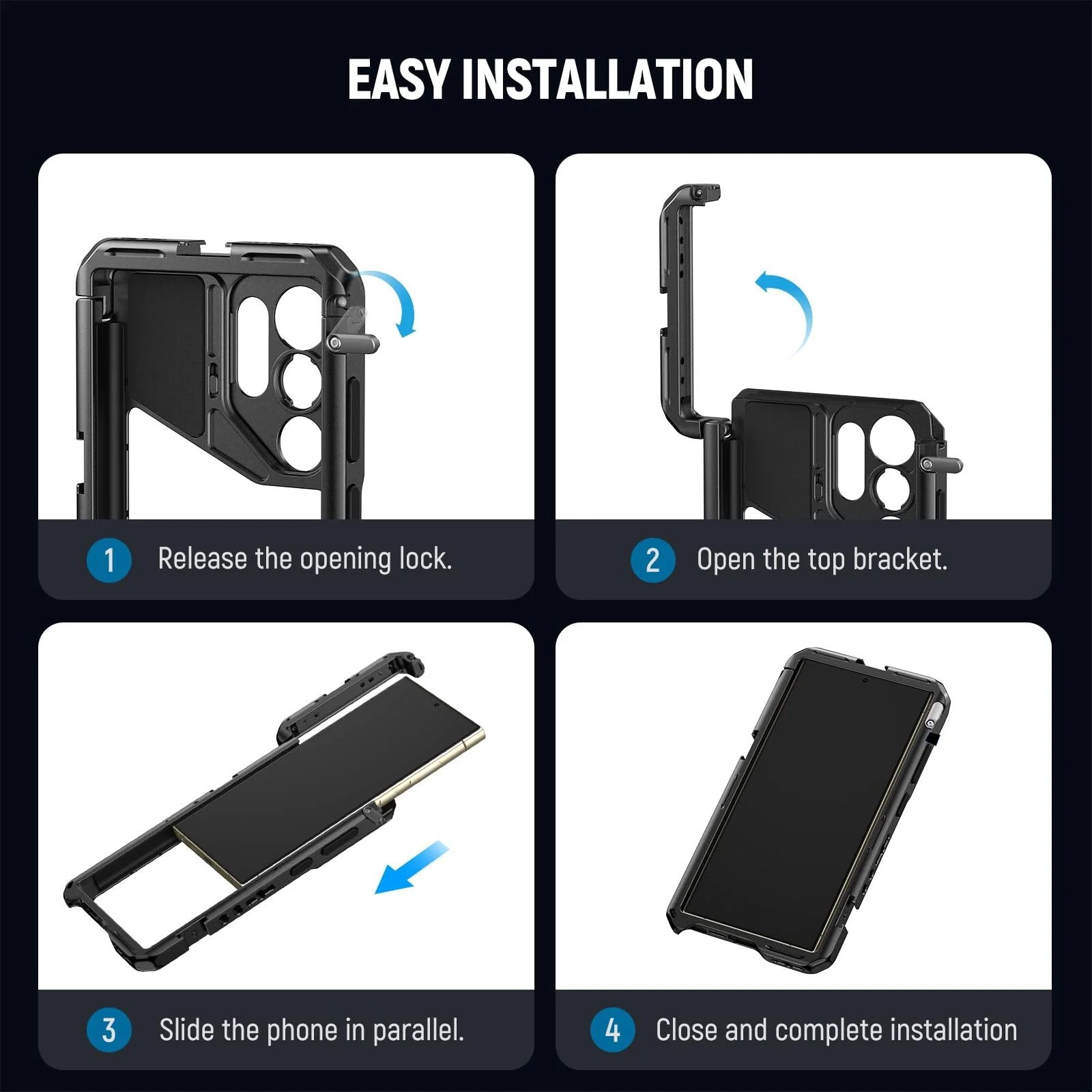 NEEWER S24 Ultra Phone Cage with 67mm Filter Adapter, 17mm Lens Backplate, T Mount Lens Adapter, Cleaning Cloth, Smartphone Video Rig Stabilizer Compatible with Samsung Moment T Series Lenses, PA042 - Image 2