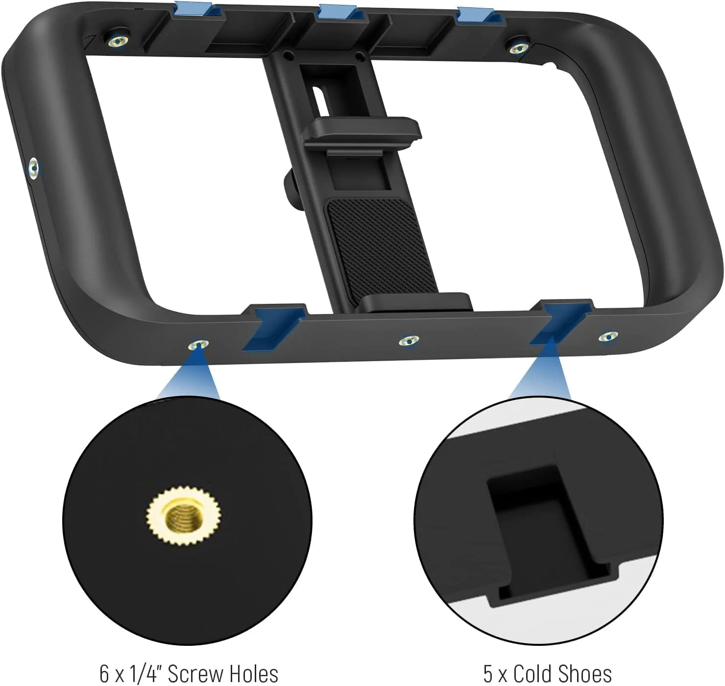 NEEWER Smartphone Video Rig, Phone Grip Stabilizer Vlogging Cage with Cold Shoe&1/4” Thread, Video Recording Filming Rig Compatible with iPhone 14 Plus/Pro Max 13 Mini/Pro Max X XS Max XR Android - Image 2