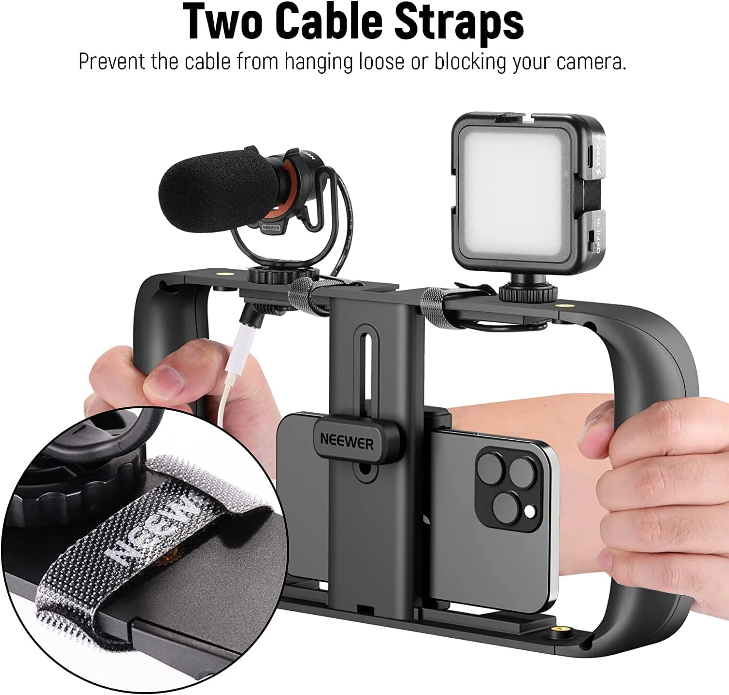 NEEWER Smartphone Video Rig, Phone Grip Stabilizer Vlogging Cage with Cold Shoe&1/4” Thread, Video Recording Filming Rig Compatible with iPhone 14 Plus/Pro Max 13 Mini/Pro Max X XS Max XR Android - Image 4