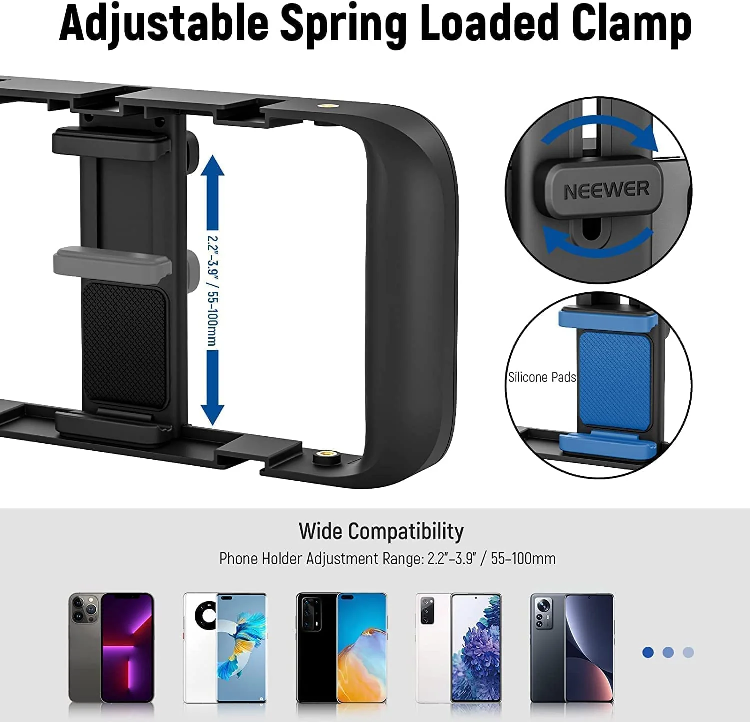 NEEWER Smartphone Video Rig, Phone Grip Stabilizer Vlogging Cage with Cold Shoe&1/4” Thread, Video Recording Filming Rig Compatible with iPhone 14 Plus/Pro Max 13 Mini/Pro Max X XS Max XR Android - Image 5