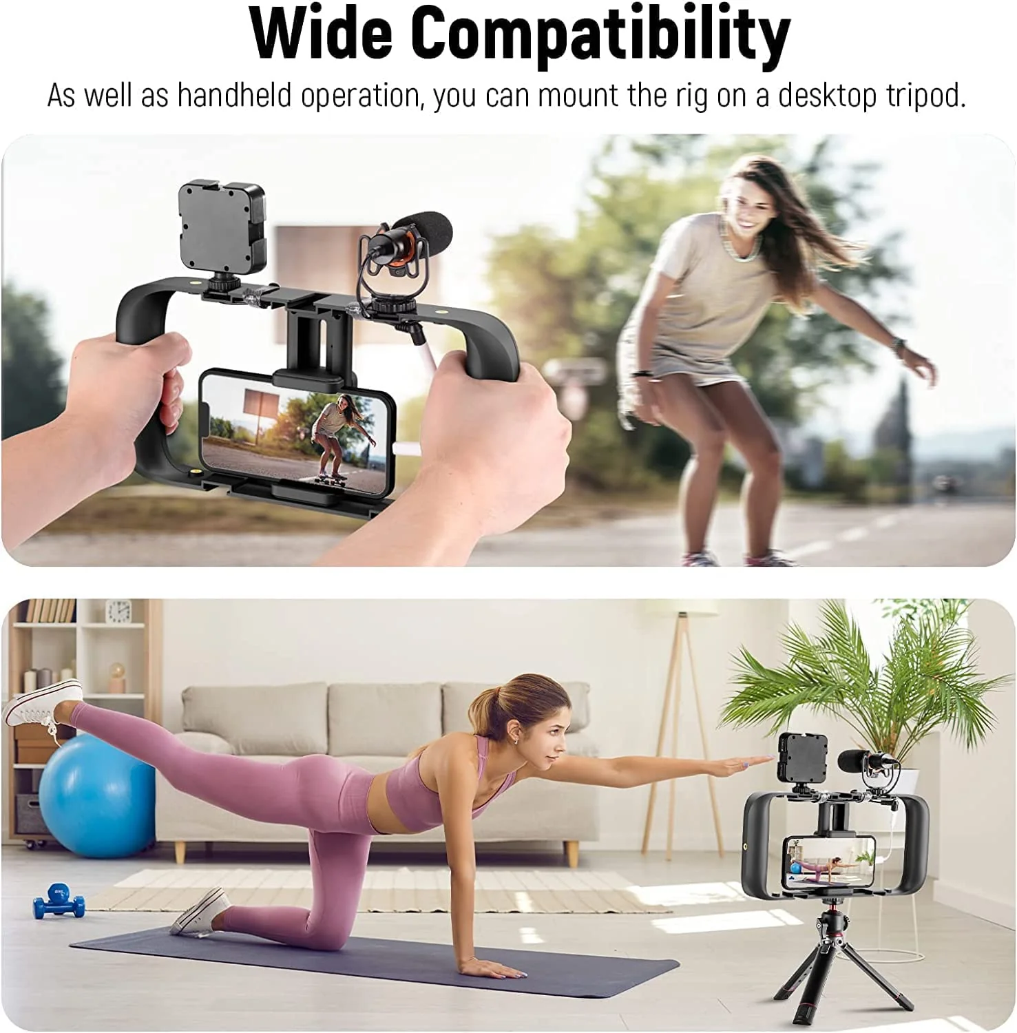 NEEWER Smartphone Video Rig, Phone Grip Stabilizer Vlogging Cage with Cold Shoe&1/4” Thread, Video Recording Filming Rig Compatible with iPhone 14 Plus/Pro Max 13 Mini/Pro Max X XS Max XR Android - Image 6