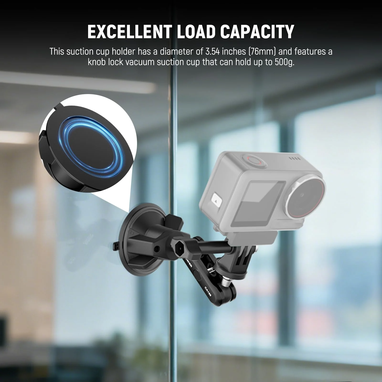 NEEWER Suction Cup Phone Holder & Camera Mount Compatible With GoPro DJI Insta360 iPhone, Car Phone Mount with Action Camera Adapter 360° Magic Arm for POV Windshield Glass Vlog Video Recording, CA158 - Image 3