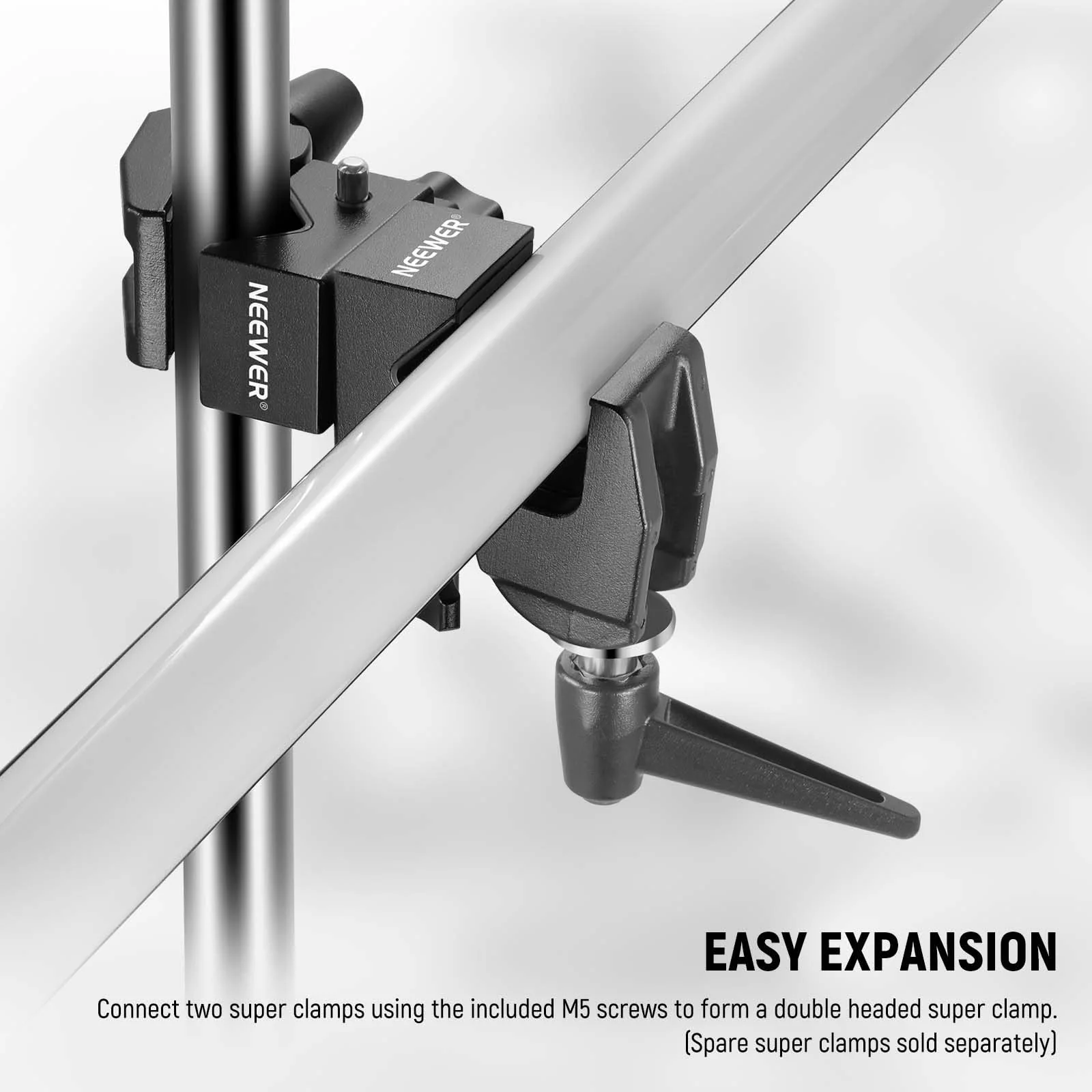 NEEWER Super Clamp with 5/8" Stud, Spring Lock, 2.4"/6cm Jaw Grip Heavy Duty Crab Pole Clamp for Round Pipe Flat Surface, for Photography Studio Camera & Lighting Mounting, Max Load 33lb/15kg, UA017 UA017(1 Pack） - Image 5