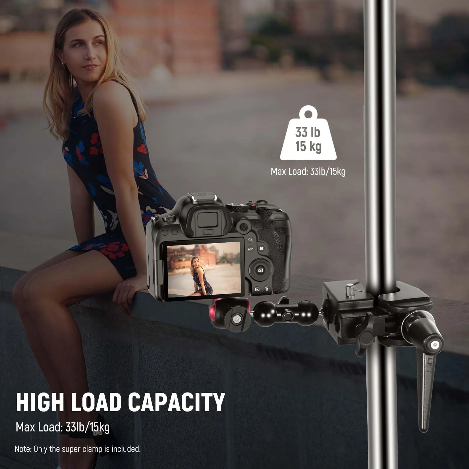 NEEWER Super Clamp with 5/8" Stud, Spring Lock, 2.4"/6cm Jaw Grip Heavy Duty Crab Pole Clamp for Round Pipe Flat Surface, for Photography Studio Camera & Lighting Mounting, Max Load 33lb/15kg, UA017 UA017(1 Pack） - Image 7