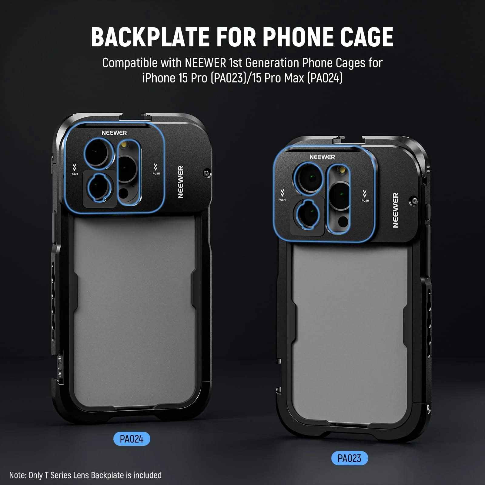 NEEWER T Series Lens Backplate for iPhone 15 Pro and iPhone 15 Pro Max Phone Cage (PA023 & PA024), Quick Release Phone Lens Mount Adapter Compatible with Moment T Series Mobile Lenses, PA034 - Image 2