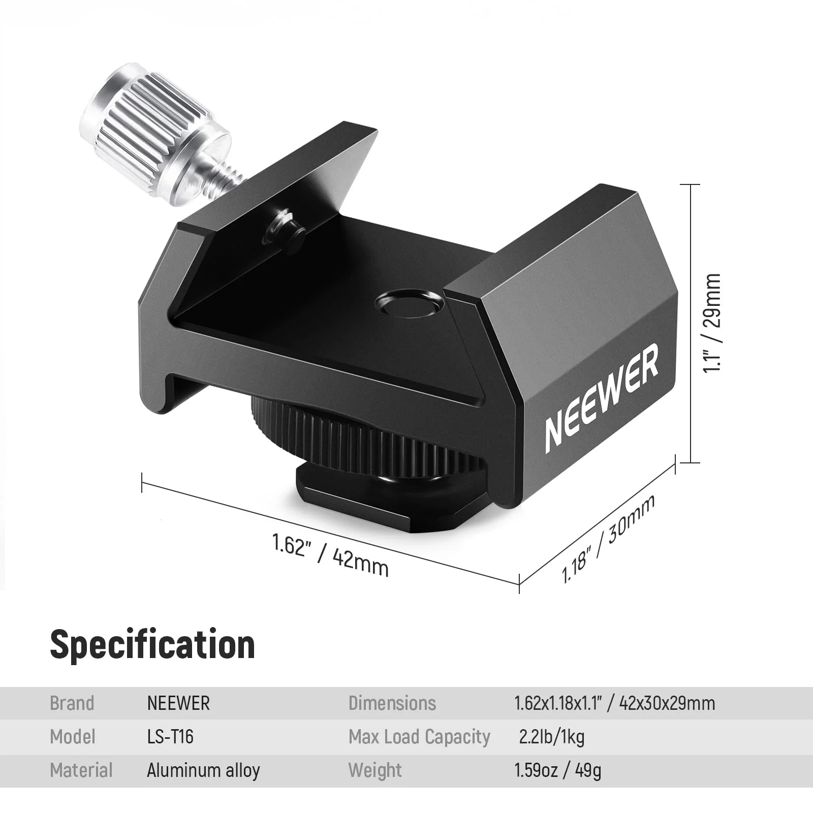NEEWER Telescope Finderscope Mount Adapter All Metal with Cold Shoe & 1/4" Thread for Camera Hot Shoe Mount, Standard 1.3in/33mm Finder Dovetail Base for Sky Astrophotography, LS-T16 - Image 7