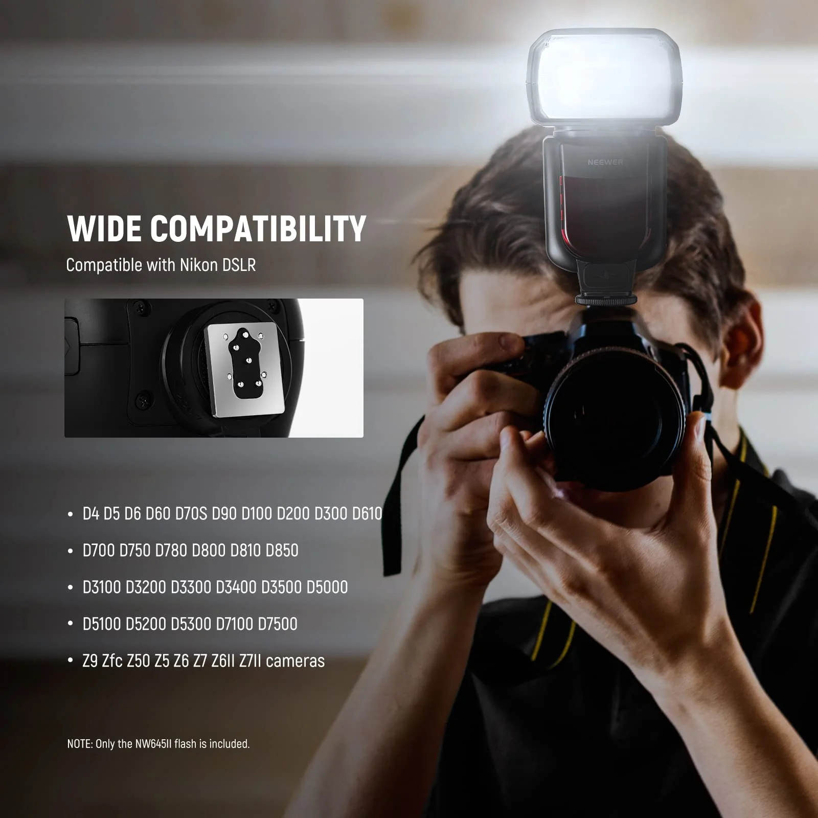 NEEWER Upgraded NW645II-N TTL Flash Speedlite GN58 HSS Flashlight Speedlight Compatible with Nikon Cameras D4 D5 D6 D90 D750 D780 D800 D810 D850 D3500 D5300 D7500 Z9 Zfc Z50 Z5 Z6 Z7 Z6II Z7II for Nikon - Image 8