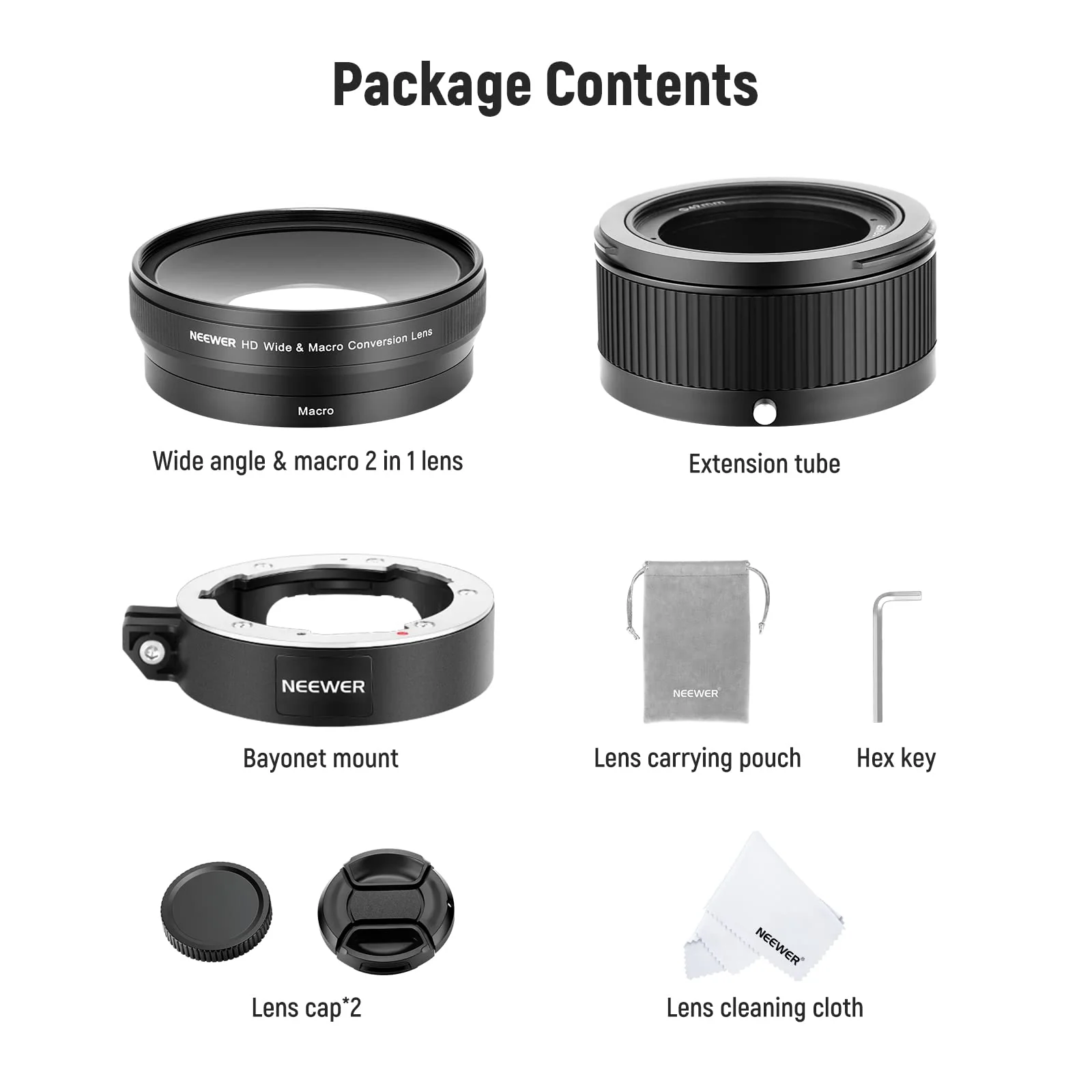 NEEWER Wide Angle Lens Compatible with Canon G7X Mark III Camera, 2 in 1 18mm HD Wide Angle & 10x Macro Additional Lens with Extension Tube, Bayonet Mount Lens Adapter, Cleaning Cloth - Image 9