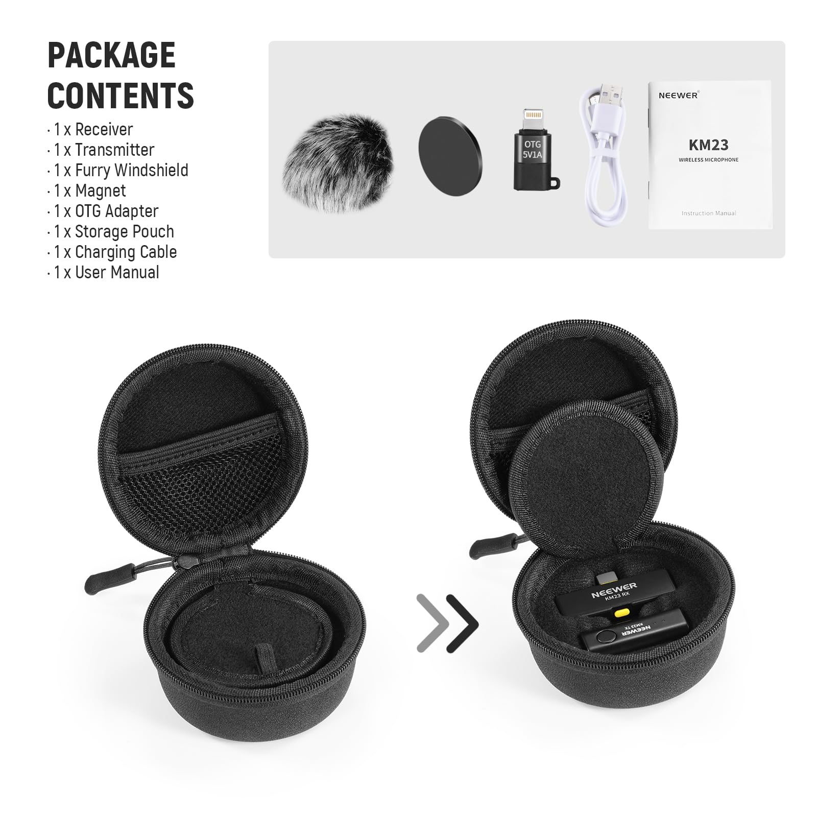 NEEWER Wireless Lavalier Microphone System for USB C, Compatible with iPhone 16 15 Samsung Android Phones, Noise Cancelling Mini Lav Omnidirectional Condenser Mic for Vlogging Live Streaming, KM23 - Image 9