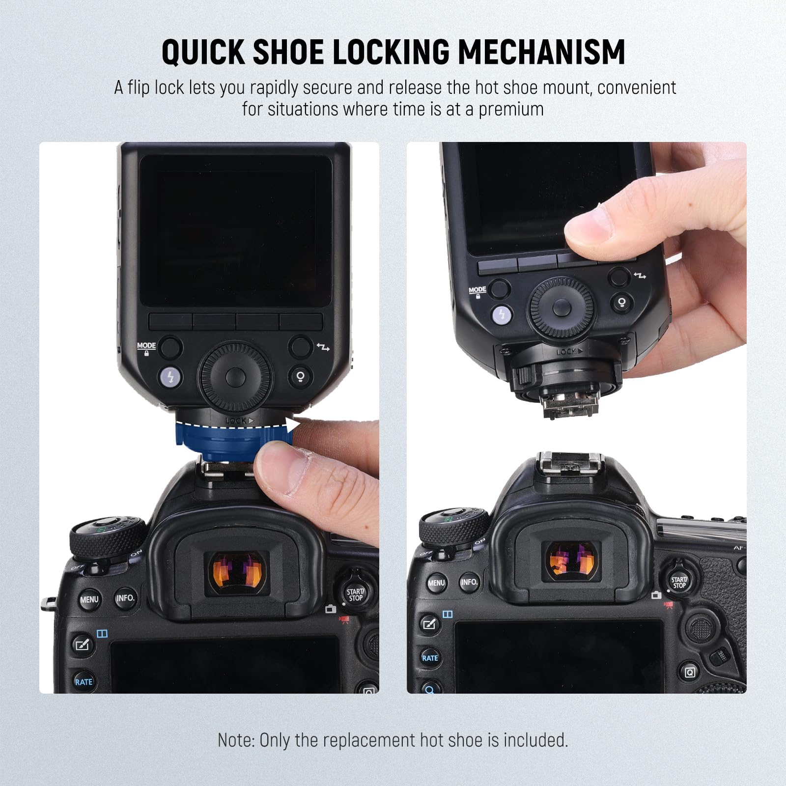 NEEWER Z2-S Hot Shoe Replacement, for Z2-S/Z2Pro-S/Z2II-S Round Head Flash Compatible with Sony Camera, Speedlite Hot Shoe Adapter Repair Part with Upgraded Metal Contact Interface - Image 5