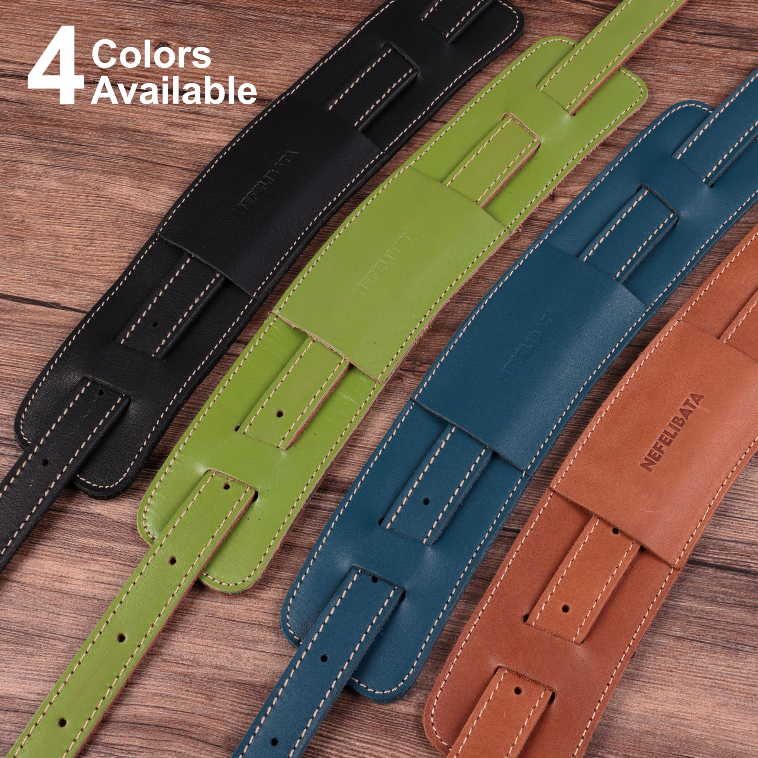 Nefelibata Guitar Strap/Bass Strap with Shoulder Pad and Bavarian Tumbled Cowhide Lining for Acoustic Guitar/Electric Guitar/Bass Black - Image 6