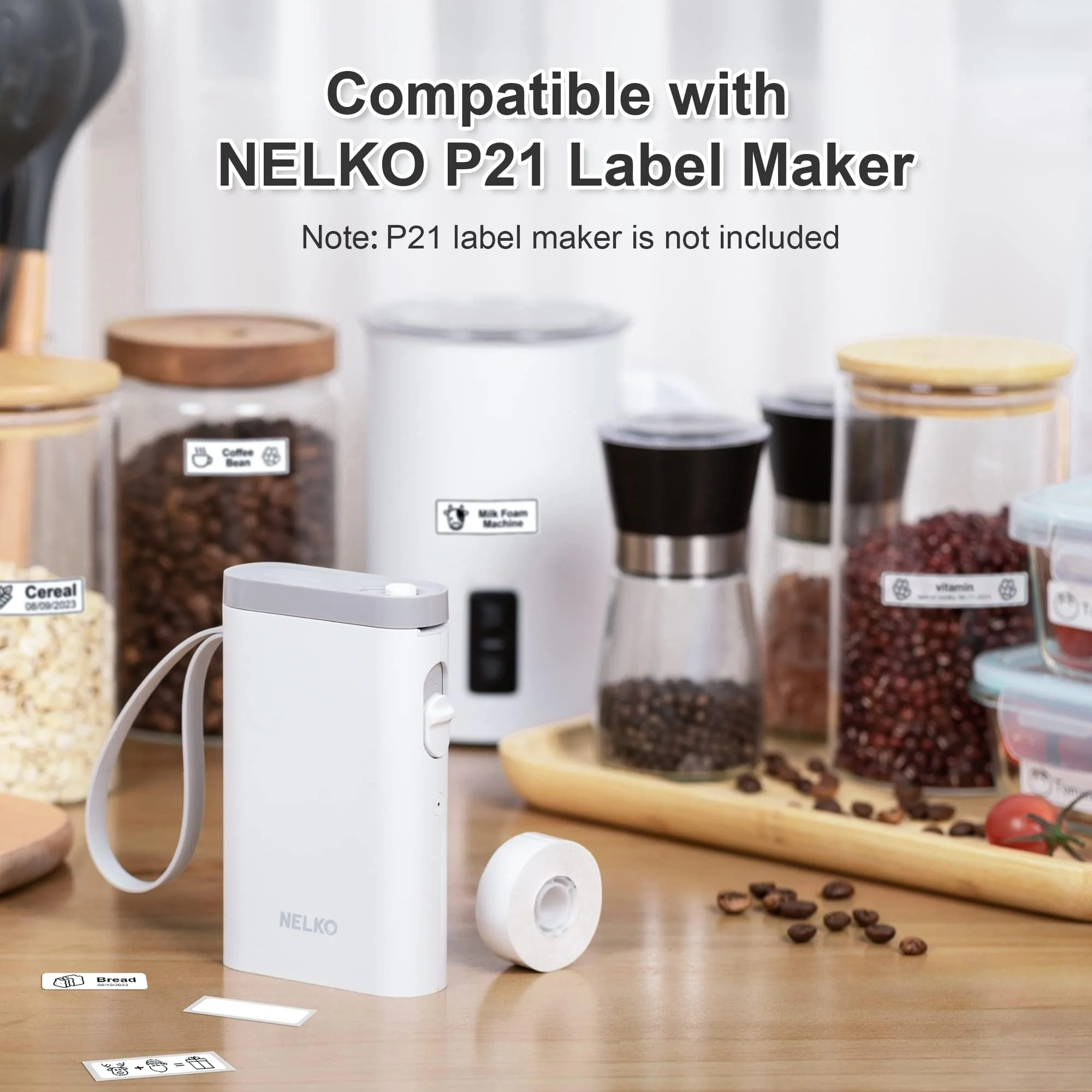 Nelko Genuine P21 Label Maker Tape, 14x40mm (0.55"x1.57"), Standard Laminated Thermal Label Tape Replacement, for Home Office, 180 Labels/Roll, White 0.55"x1.57"(14mmx40mm)-1 Roll - Image 6