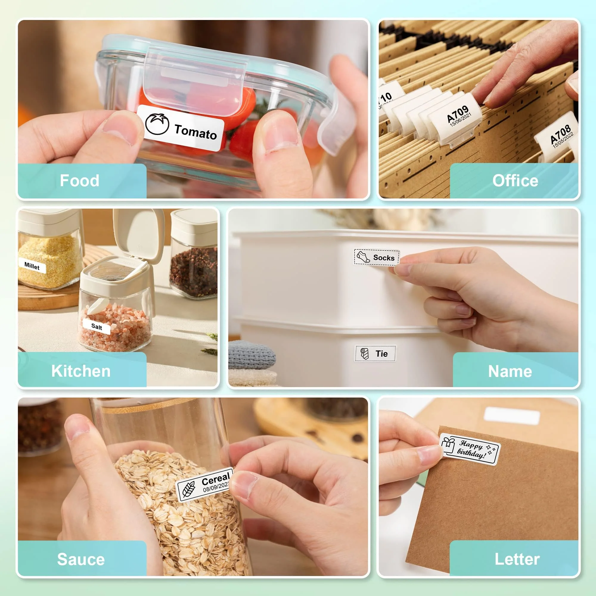 Nelko Genuine P21 Label Maker Tape, 14x40mm (0.55"x1.57"), Standard Laminated Thermal Label Tape Replacement, for Home Office, 180 Labels/Roll, White 0.55"x1.57"(14mmx40mm)-1 Roll - Image 7