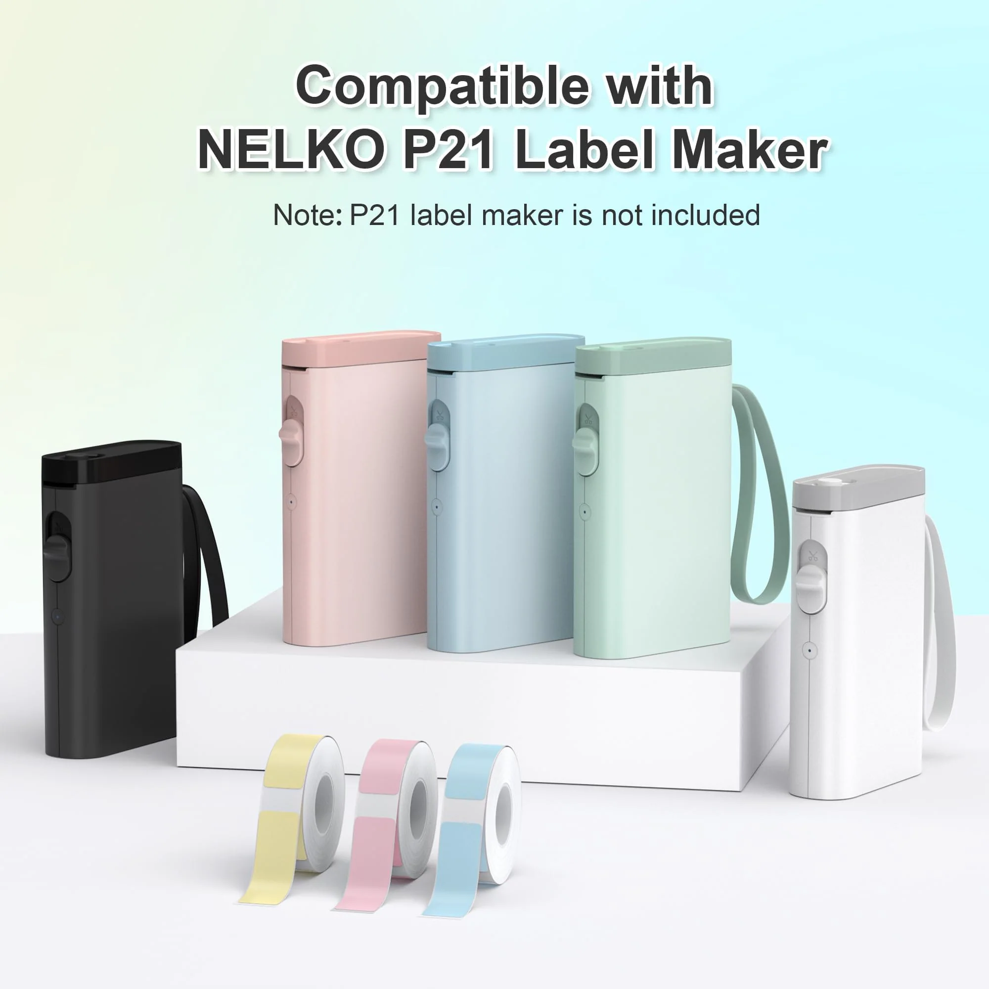 NELKO Genuine P21 Label Maker Tape, Adapted Label Print Paper, 14x40mm (0.55"x1.57"), Standard Laminated Office Labeling Tape Replacement, Multipurpose of P21, 180 Tapes/Roll, 3-Roll, White 0.55"x1.57"(14mmx40mm)-3 Rolls - Image 5